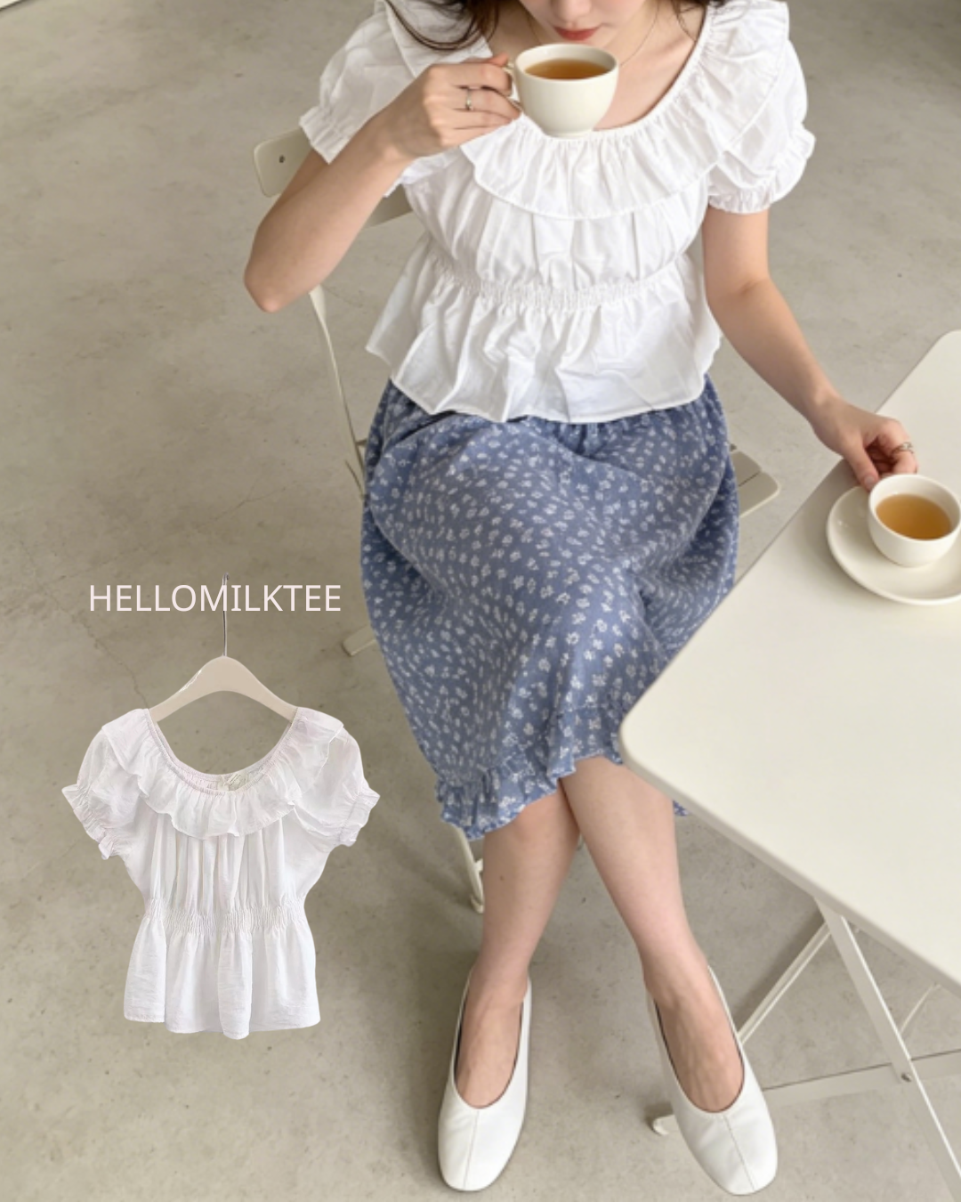 HELLO MILK TEE- 86415 法式小衫