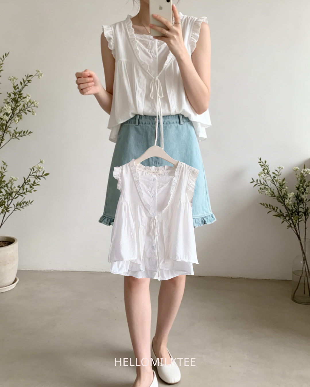 HELLO MILK TEE- 86414  百搭小衫