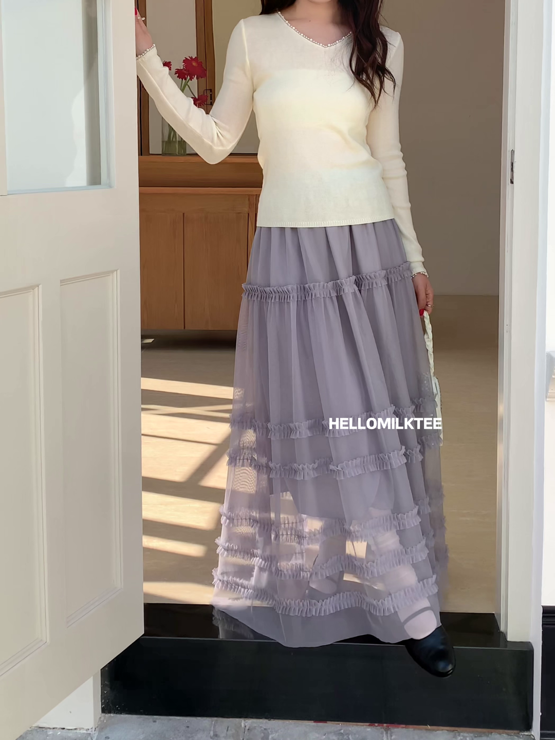 HELLO MILK TEE- 86053 網紗半裙