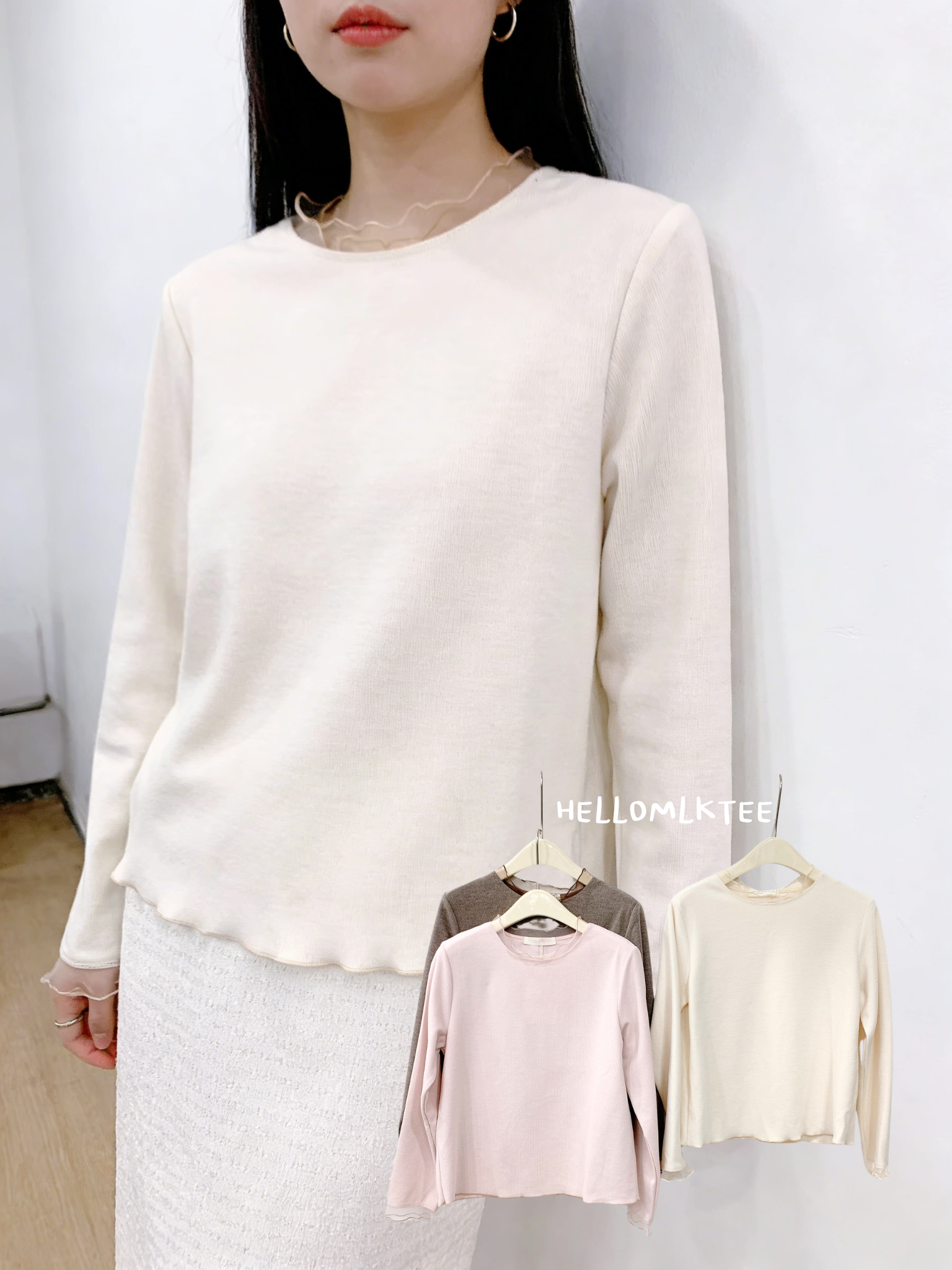 HELLO MILK TEE- 85998  純色上衣