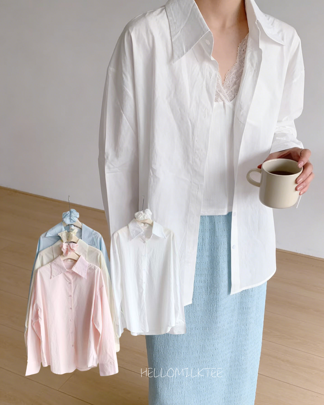 HELLO MILK TEE- 86111 翻領襯衫(配大腸圈)
