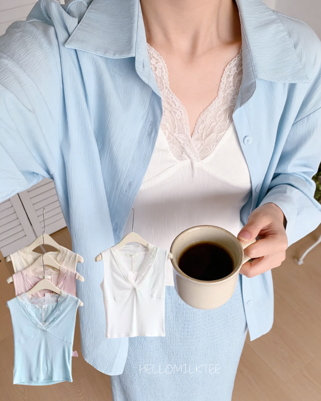 HELLO MILK TEE- 86112 蕾絲背心