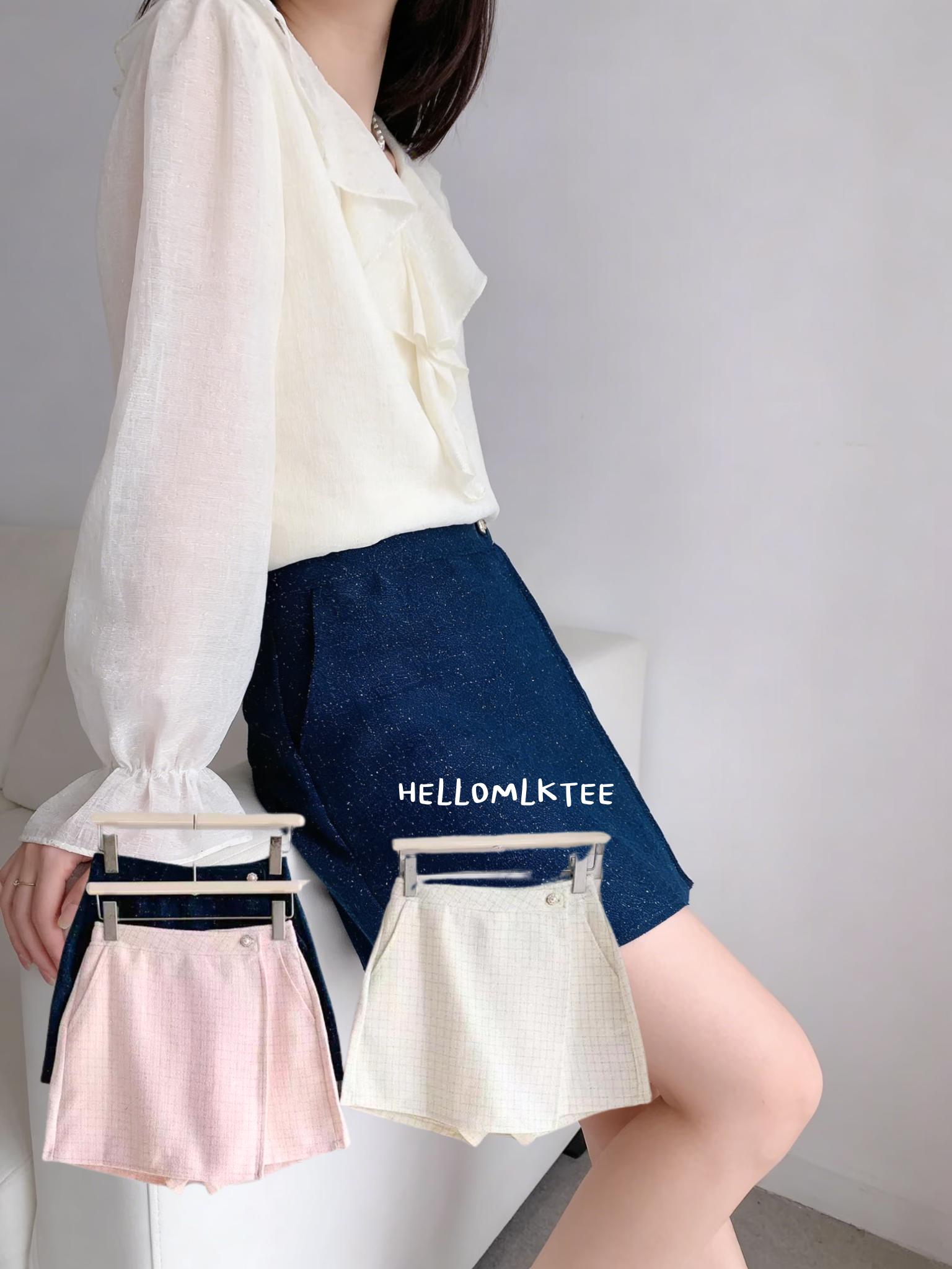 HELLO MILK TEE- 86151 口袋短裙