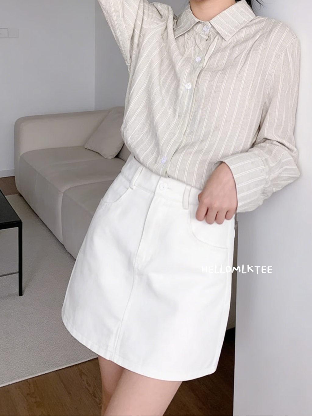 HELLO MILK TEE- 86045 百搭短裙(附腰帶)