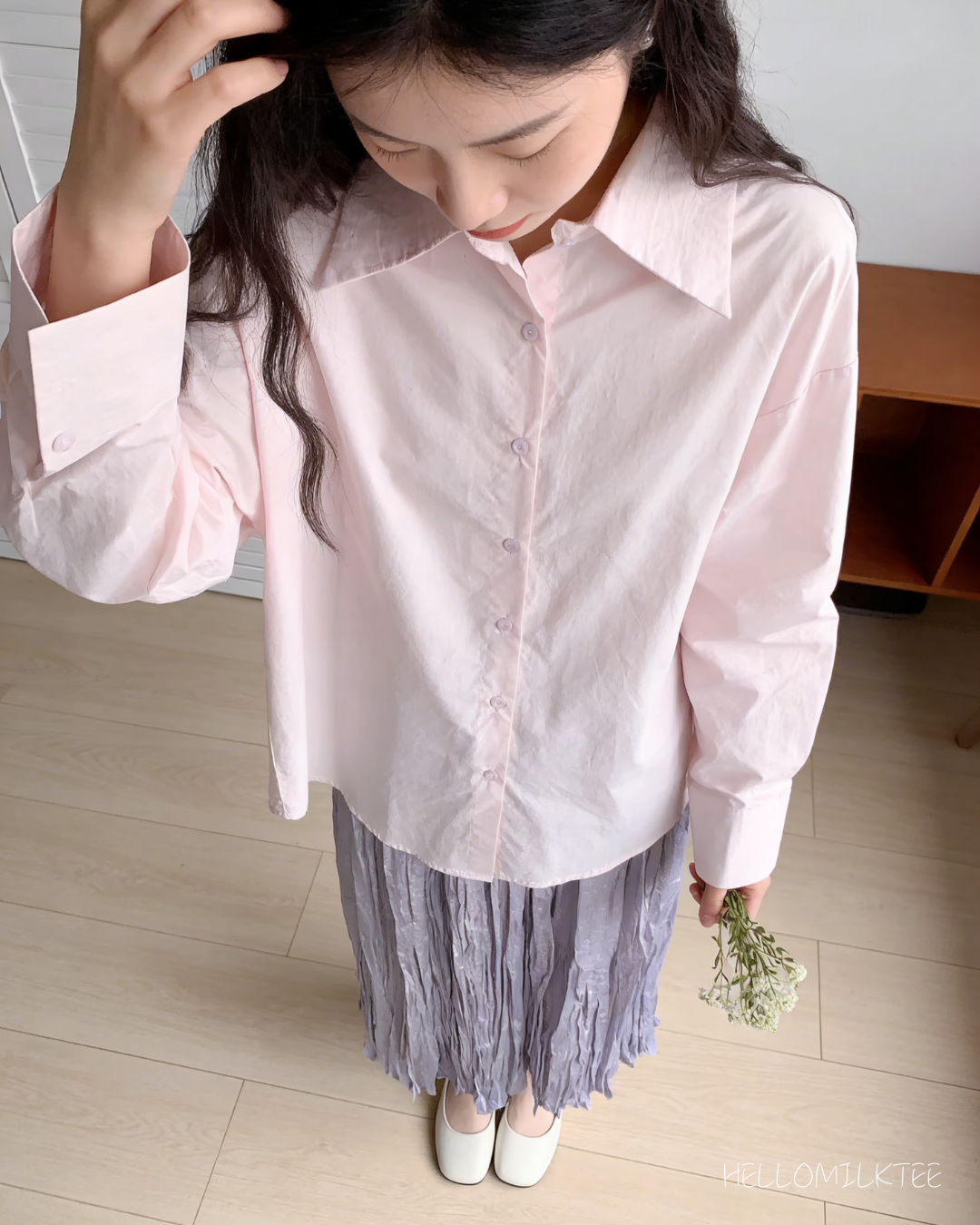 HELLO MILK TEE- 86111 翻領襯衫(配大腸圈)