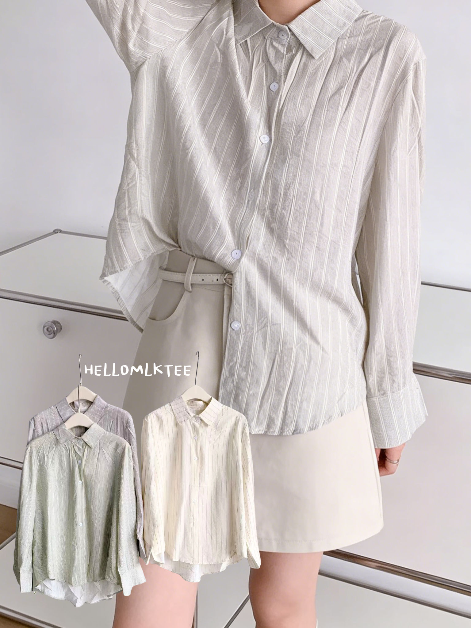 HELLO MILK TEE- 86136 條紋襯衫