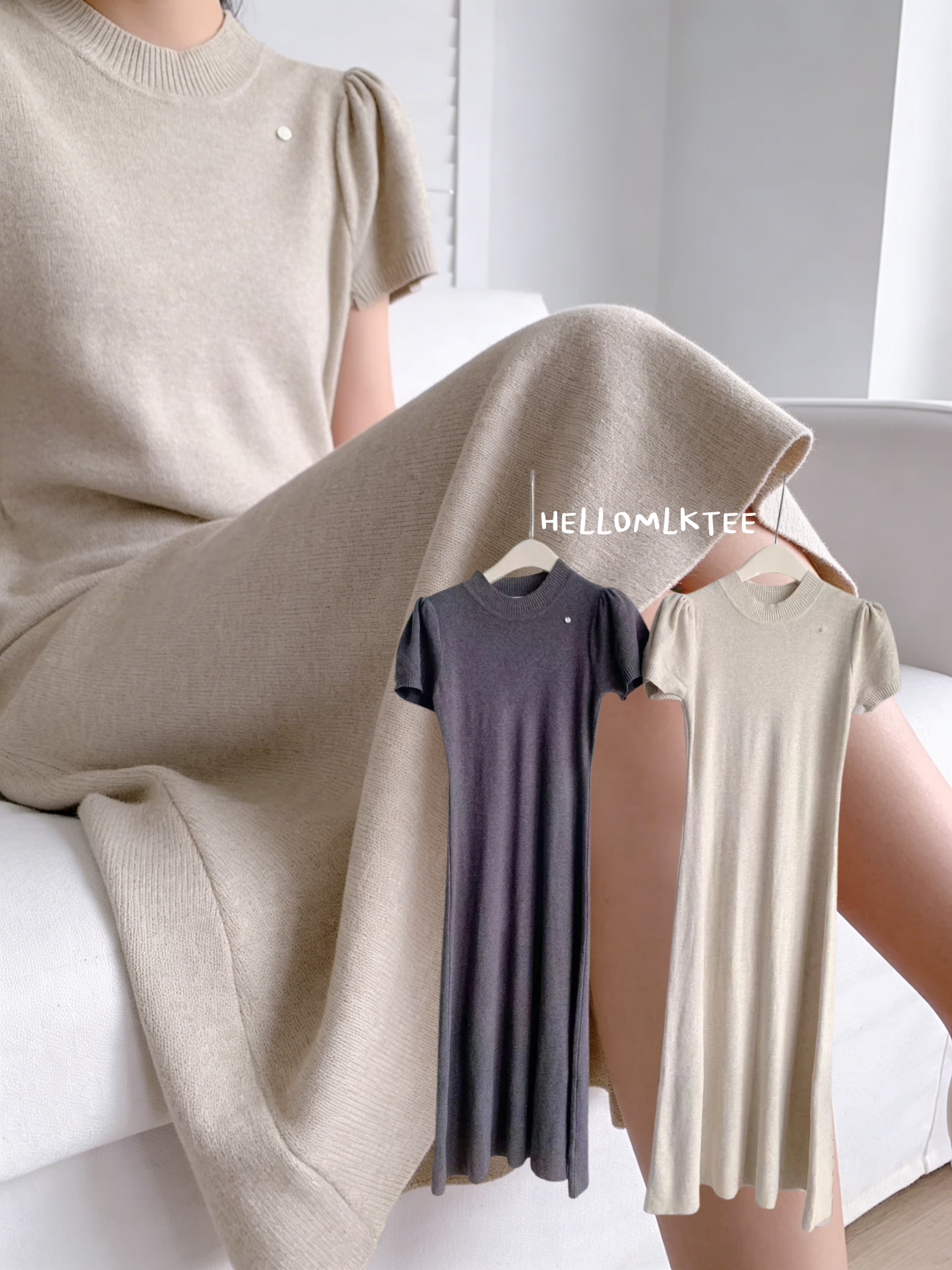 HELLO MILK TEE- 86197 圓領連衣裙