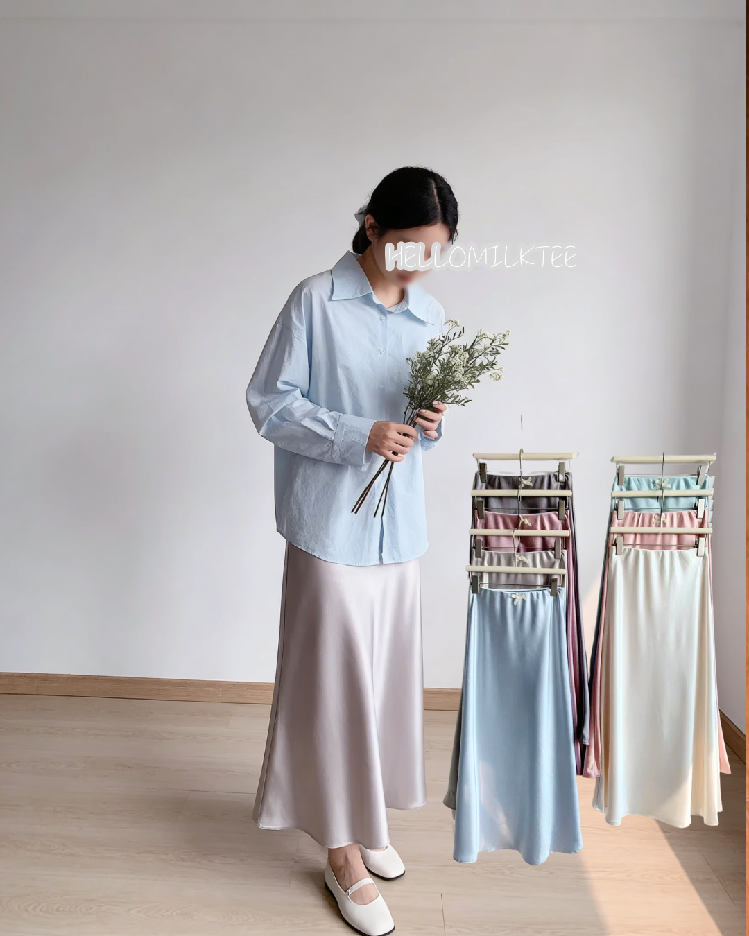 HELLO MILK TEE- 86009 拼接半裙