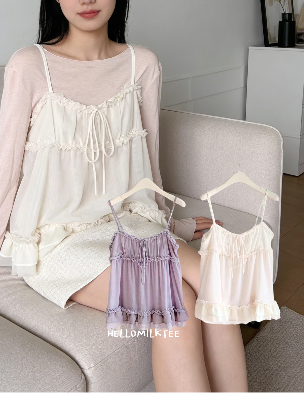 HELLO MILK TEE- 86141 韓系吊帶衫