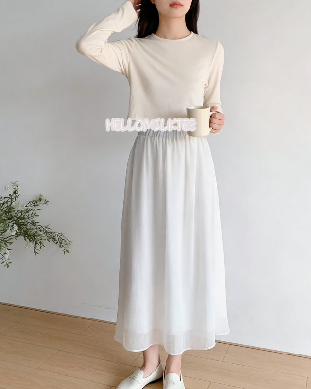 HELLO MILK TEE- 86023 簡約後背小蝴蝶結上衣