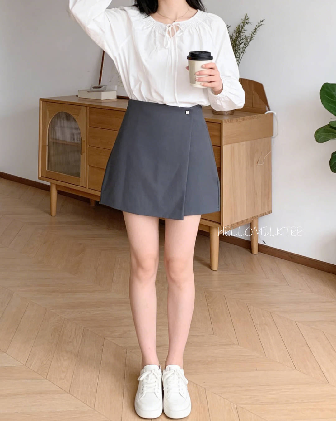 HELLO MILK TEE- 86044 西裝短裙