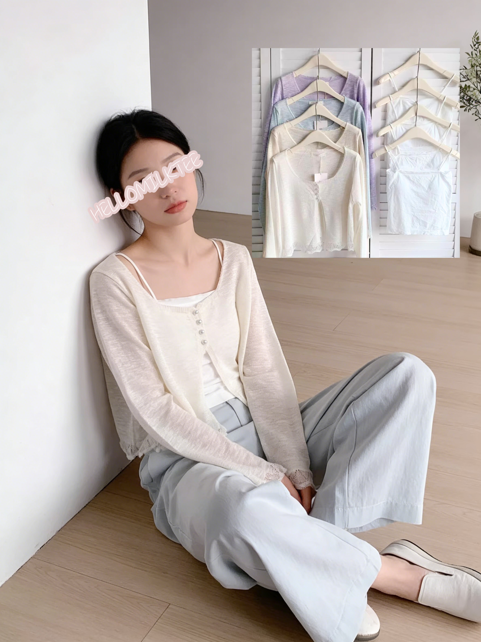 HELLO MILK TEE- 86186 韓系套裝