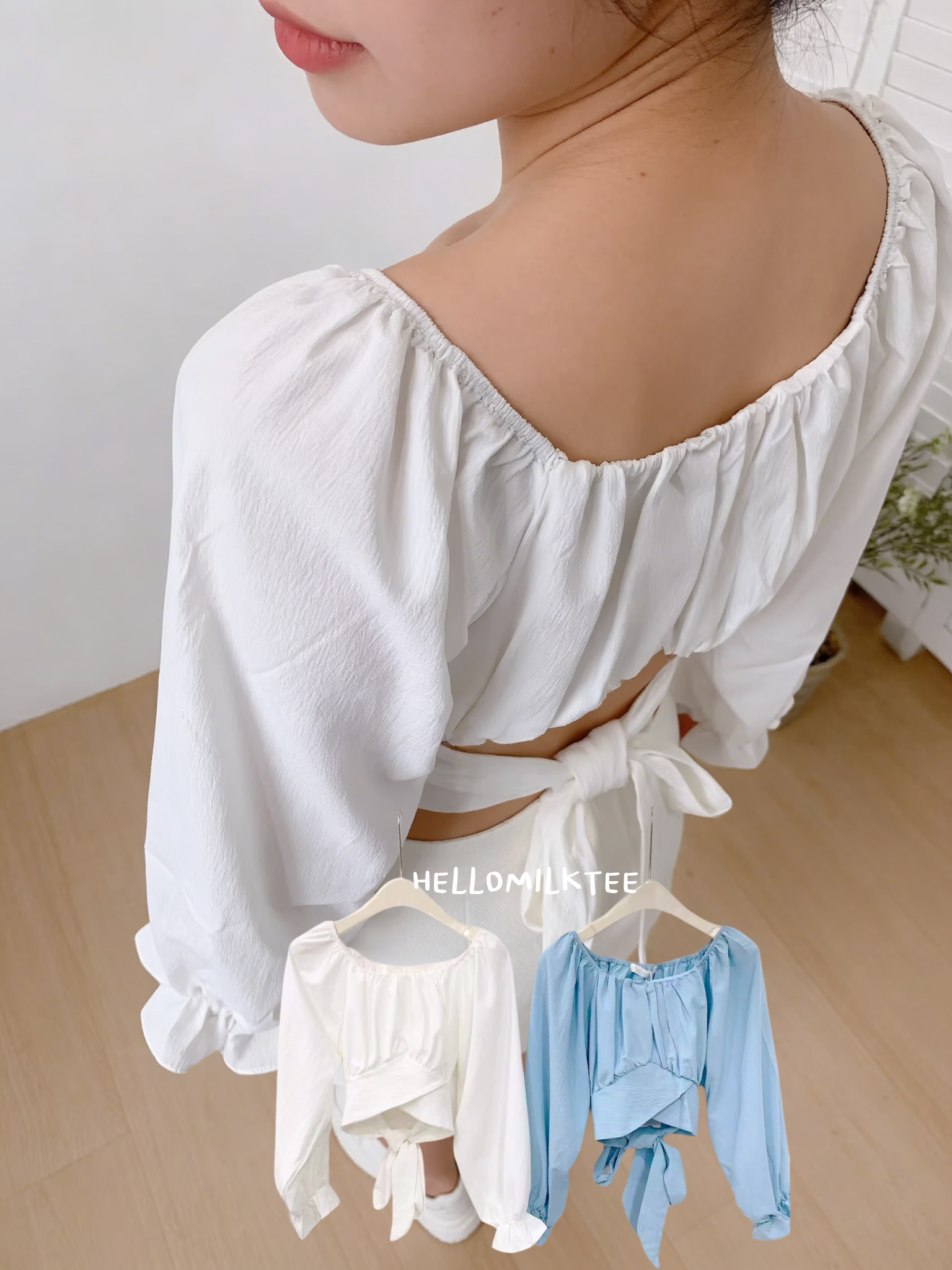 HELLO MILK TEE- 86085 方領上衣