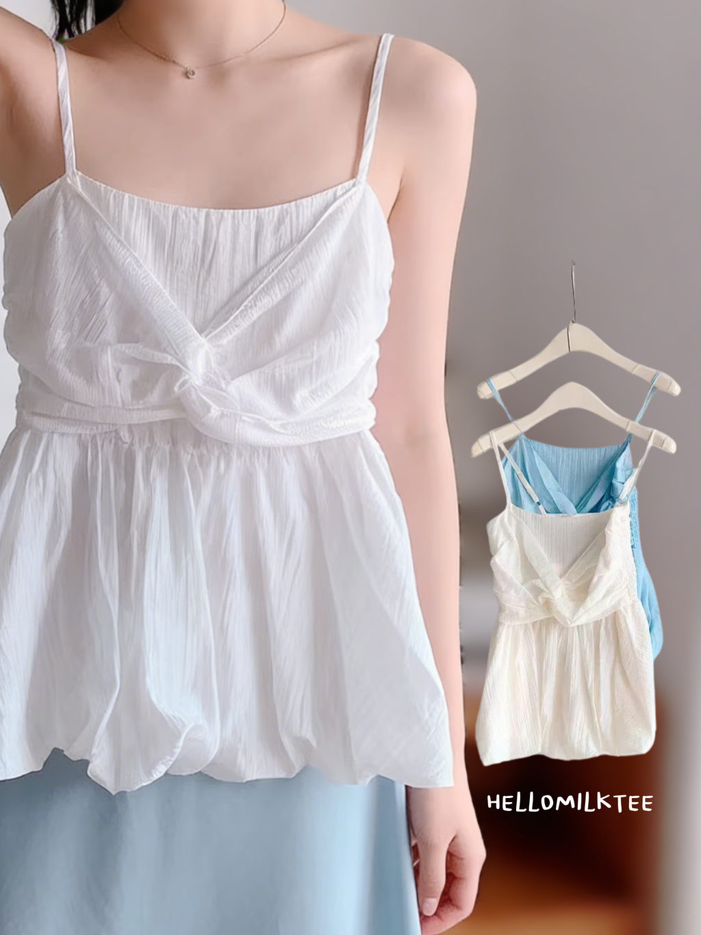 HELLO MILK TEE- 86178 吊帶上衣