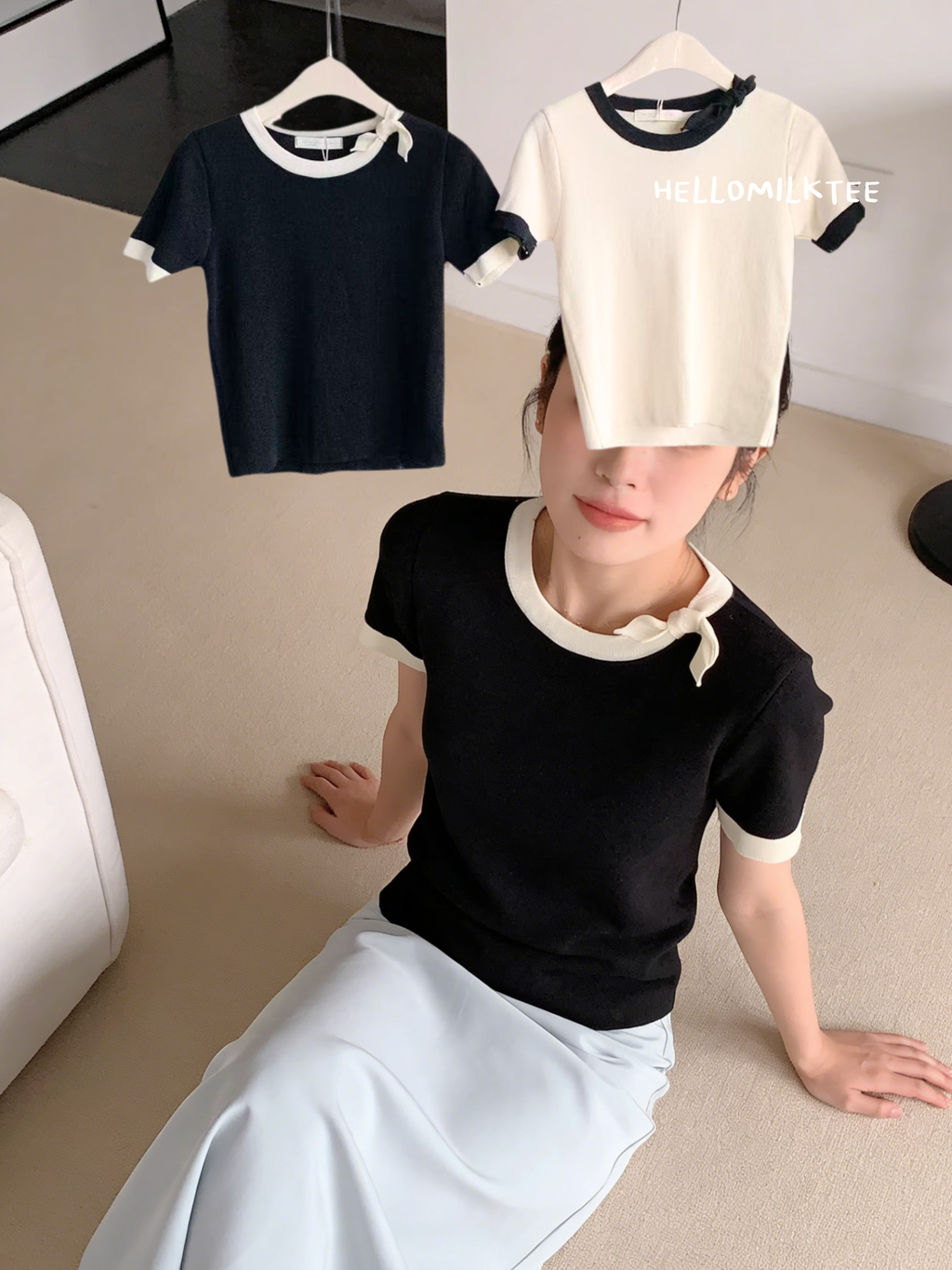 HELLO MILK TEE- 86201 針織短袖