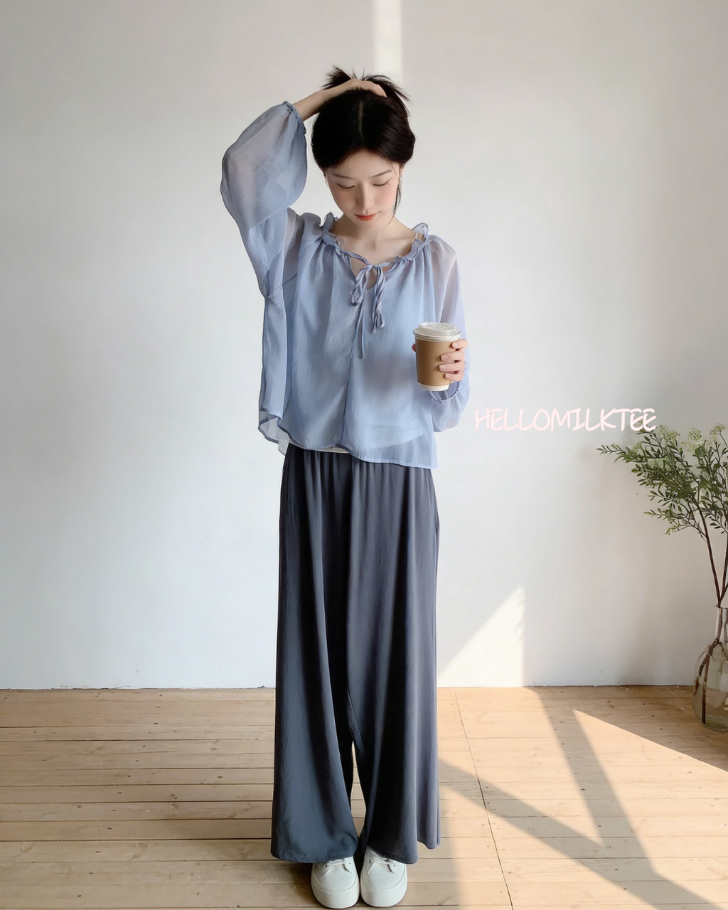 HELLO MILK TEE- 86065 網紗套裝