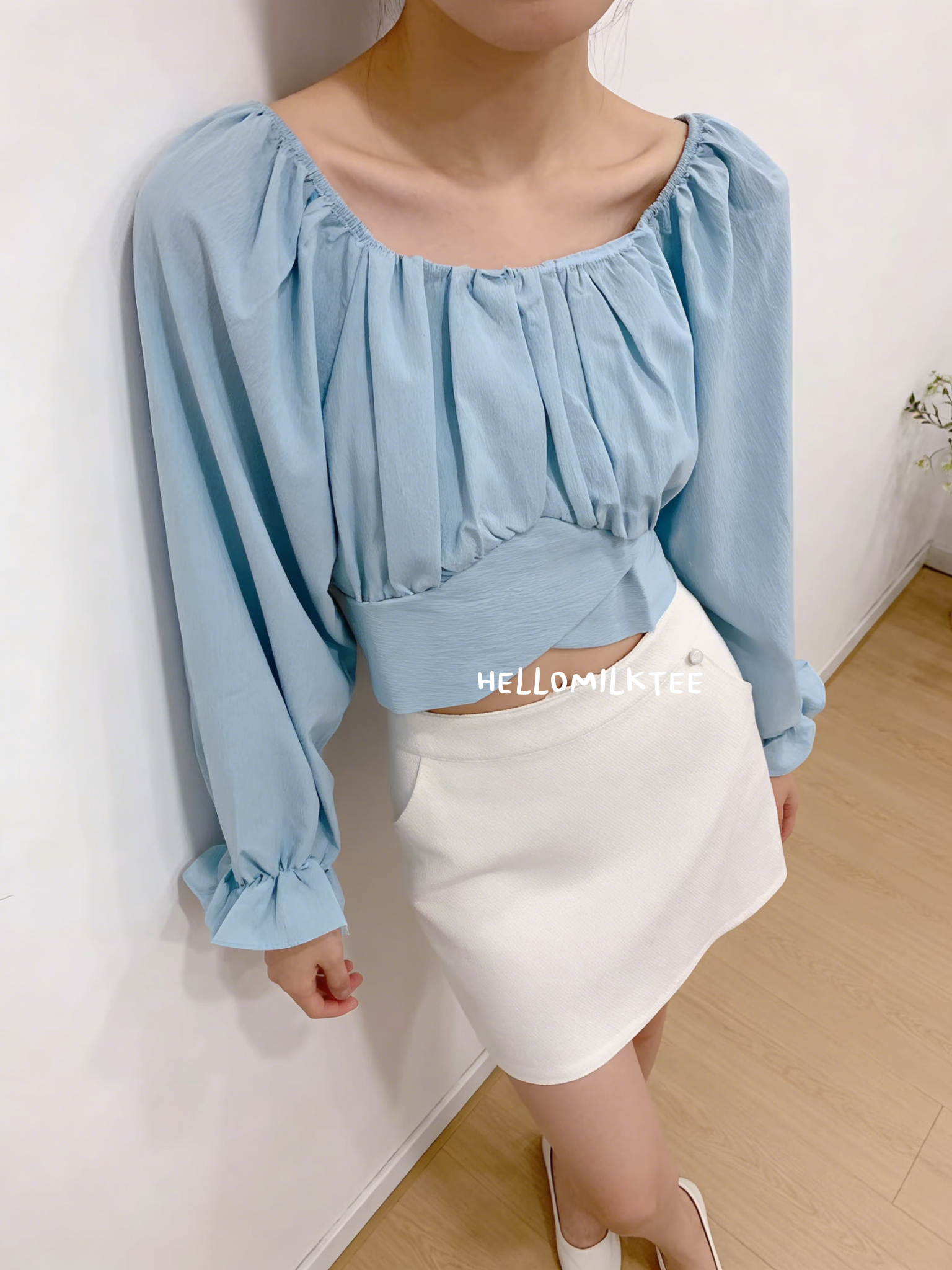 HELLO MILK TEE- 86085 方領上衣