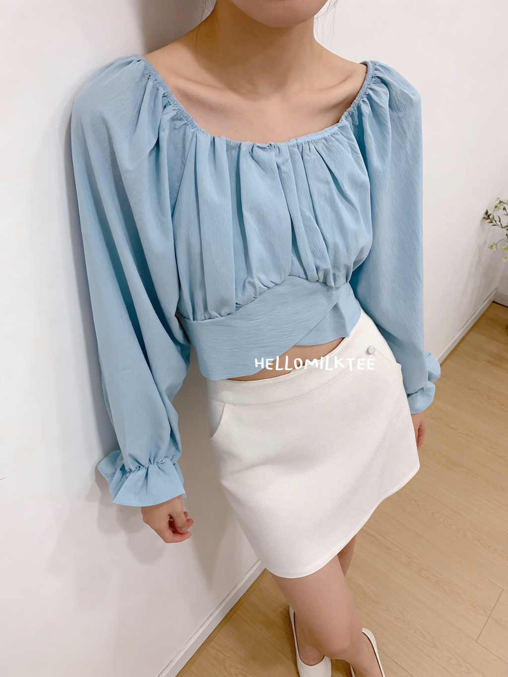 HELLO MILK TEE- 86085 方領上衣