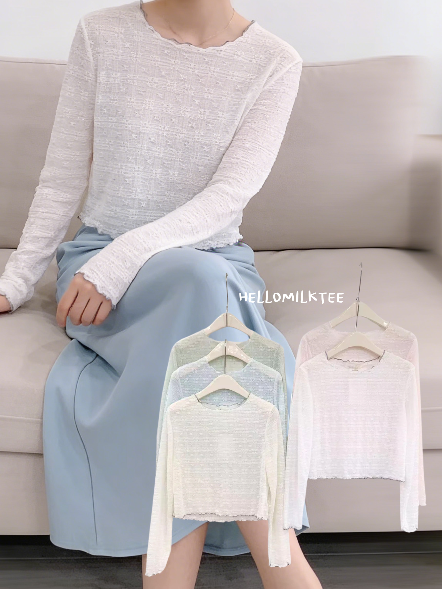 HELLO MILK TEE- 86219 休閒長袖衫