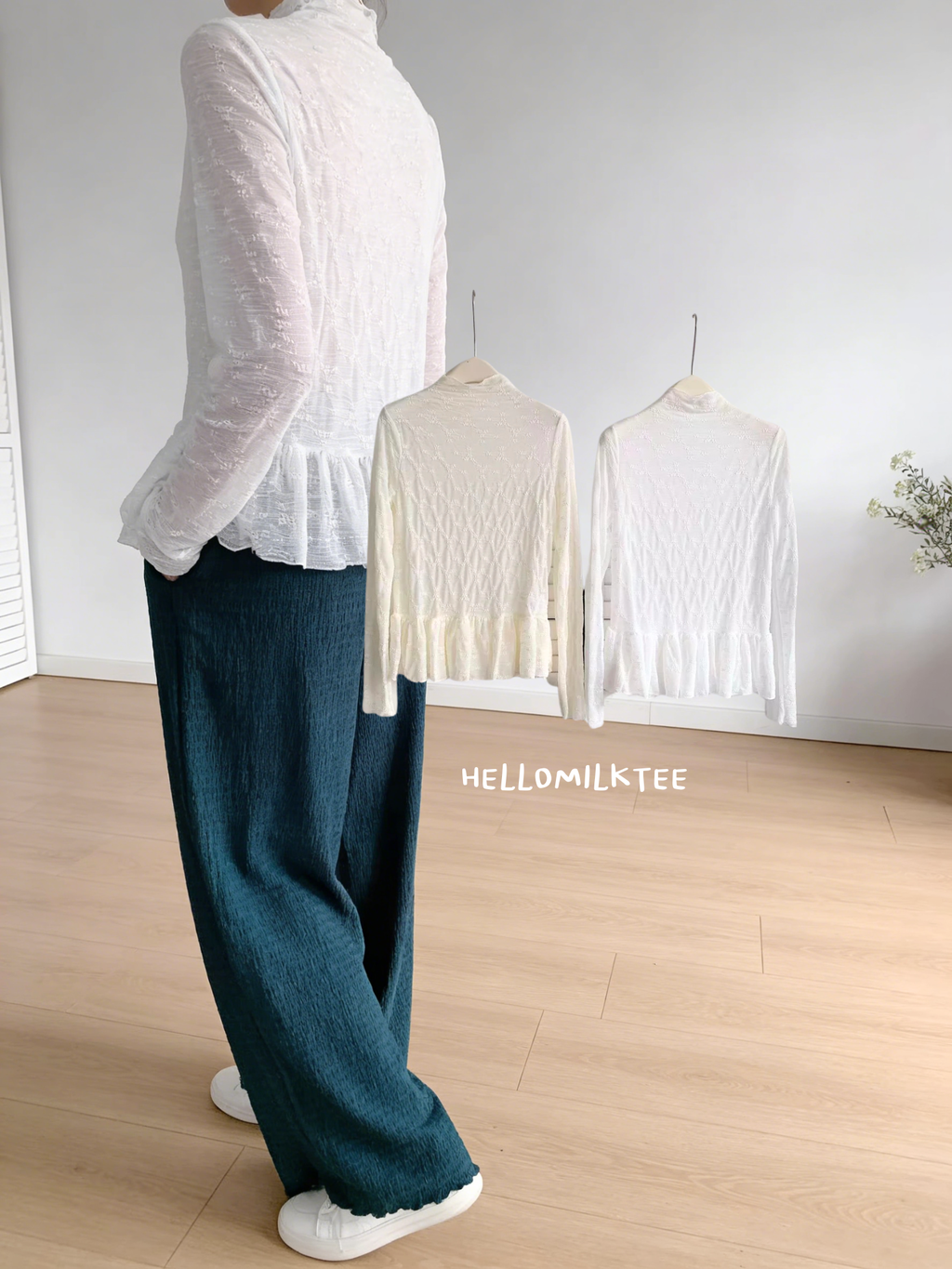 HELLO MILK TEE- 86189 蕾絲打底衫
