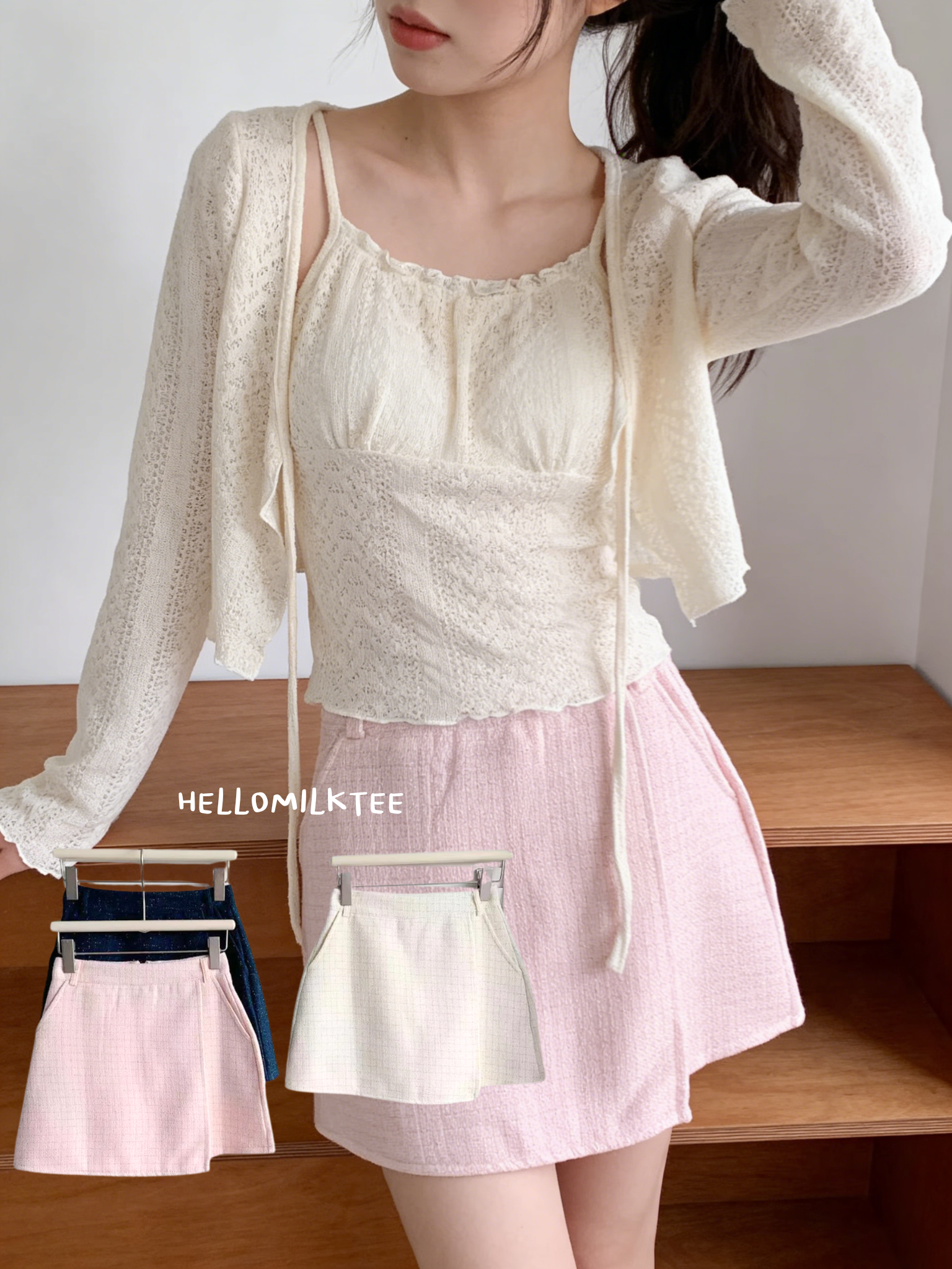 HELLO MILK TEE- 86150 西裝短裙(附腰帶)