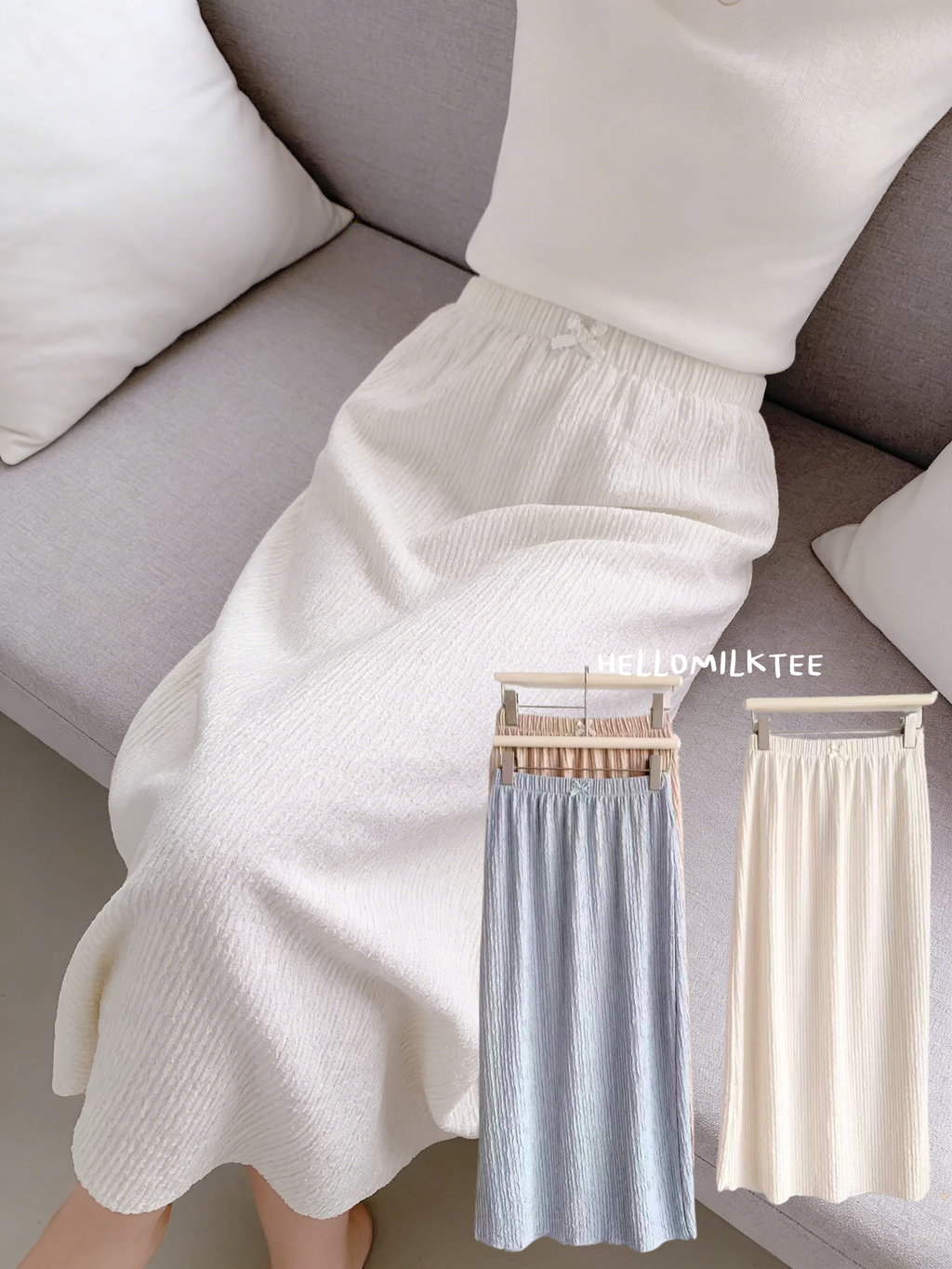HELLO MILK TEE- 86208 純色半裙