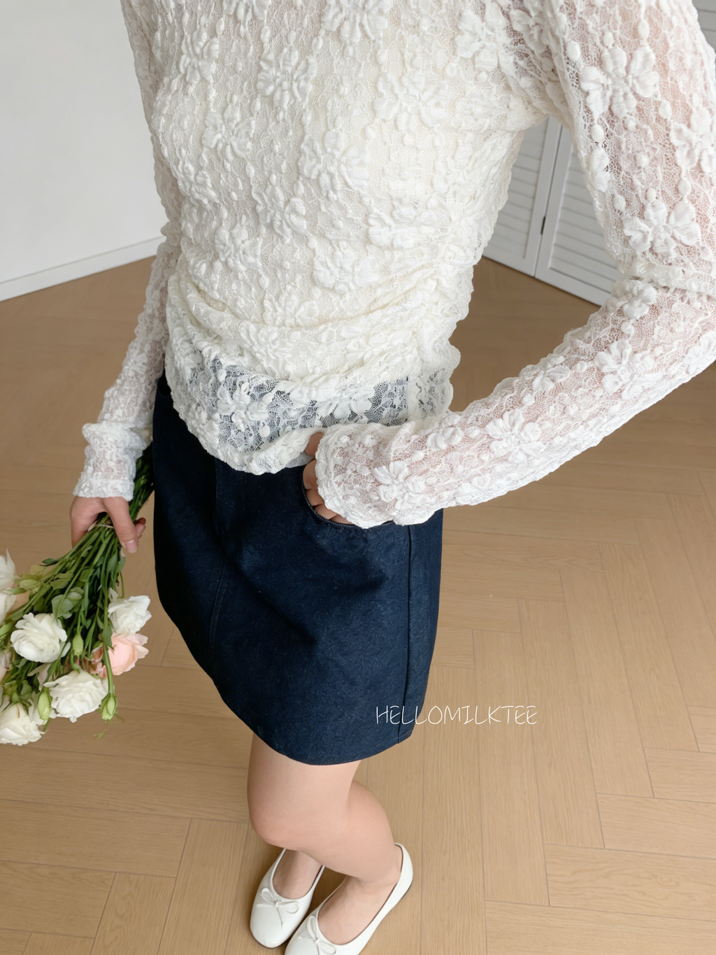 HELLO MILK TEE- 86045 百搭短裙(附腰帶)