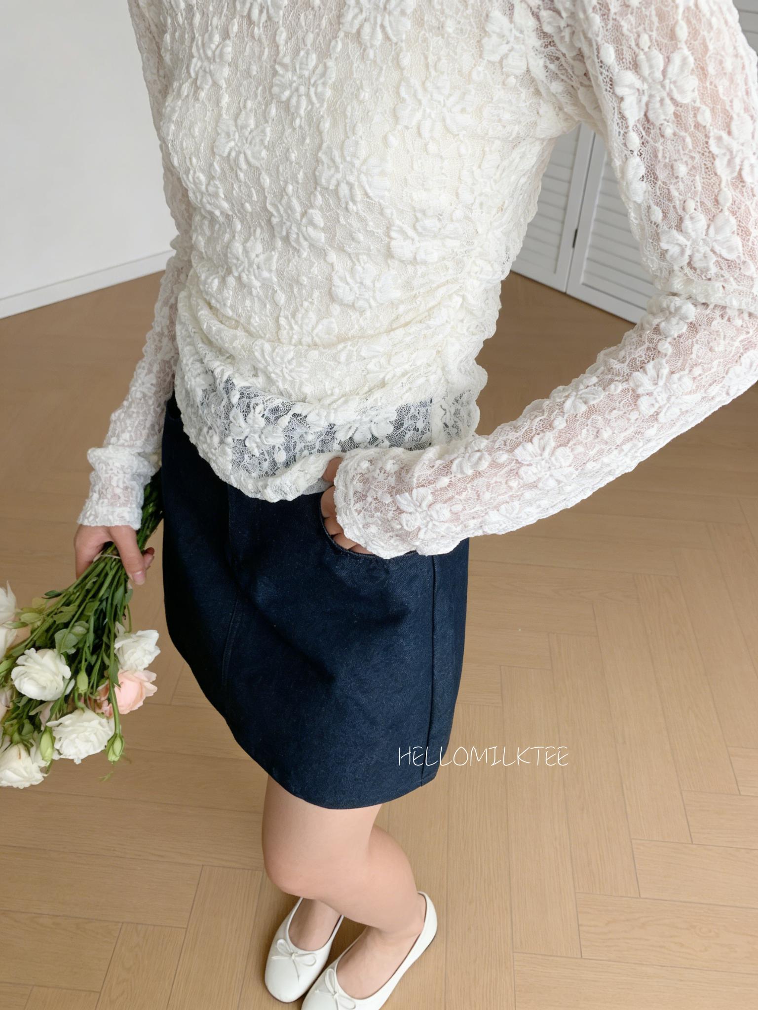 HELLO MILK TEE- 86045 百搭短裙(附腰帶)