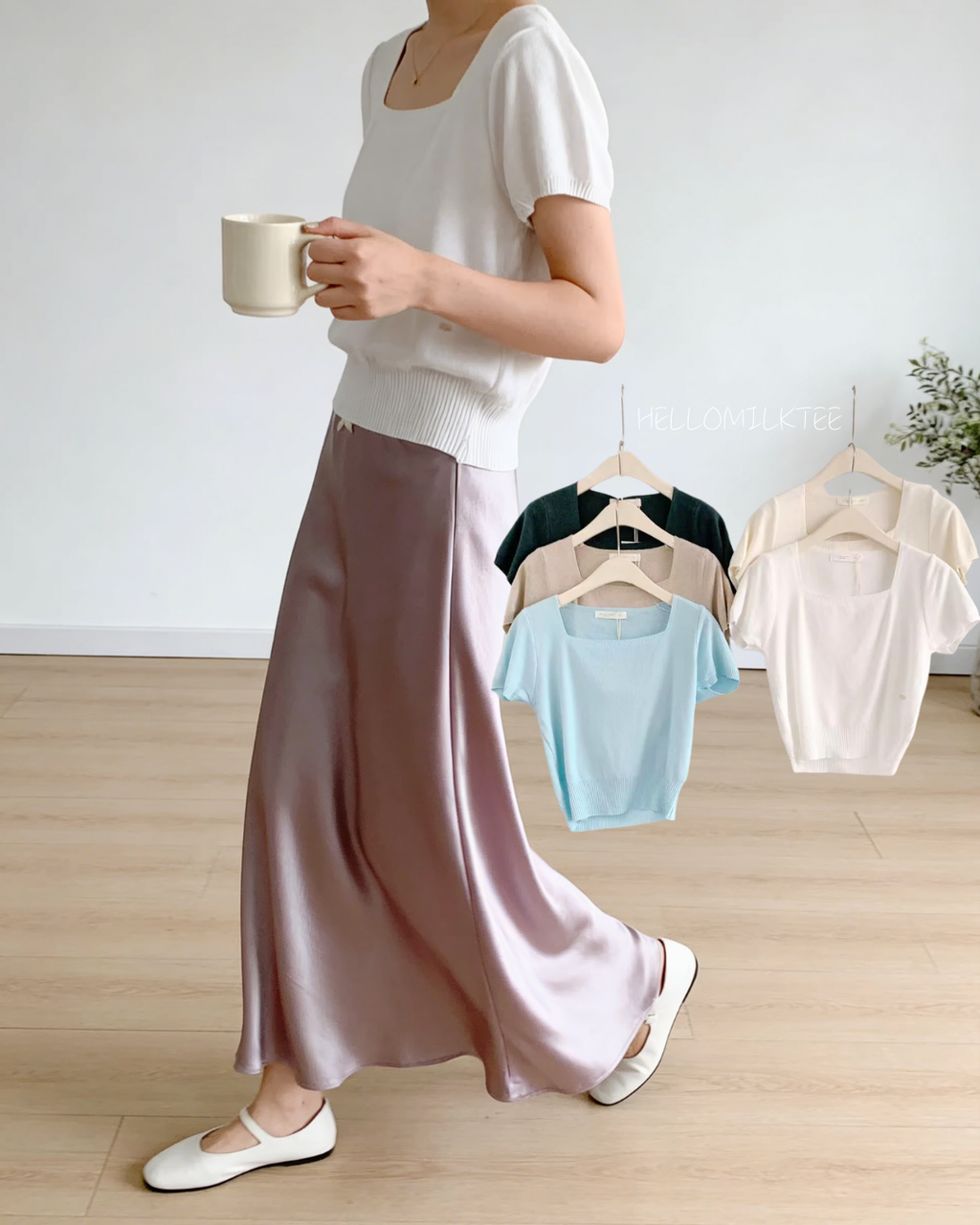 HELLO MILK TEE- 86188 方領短袖