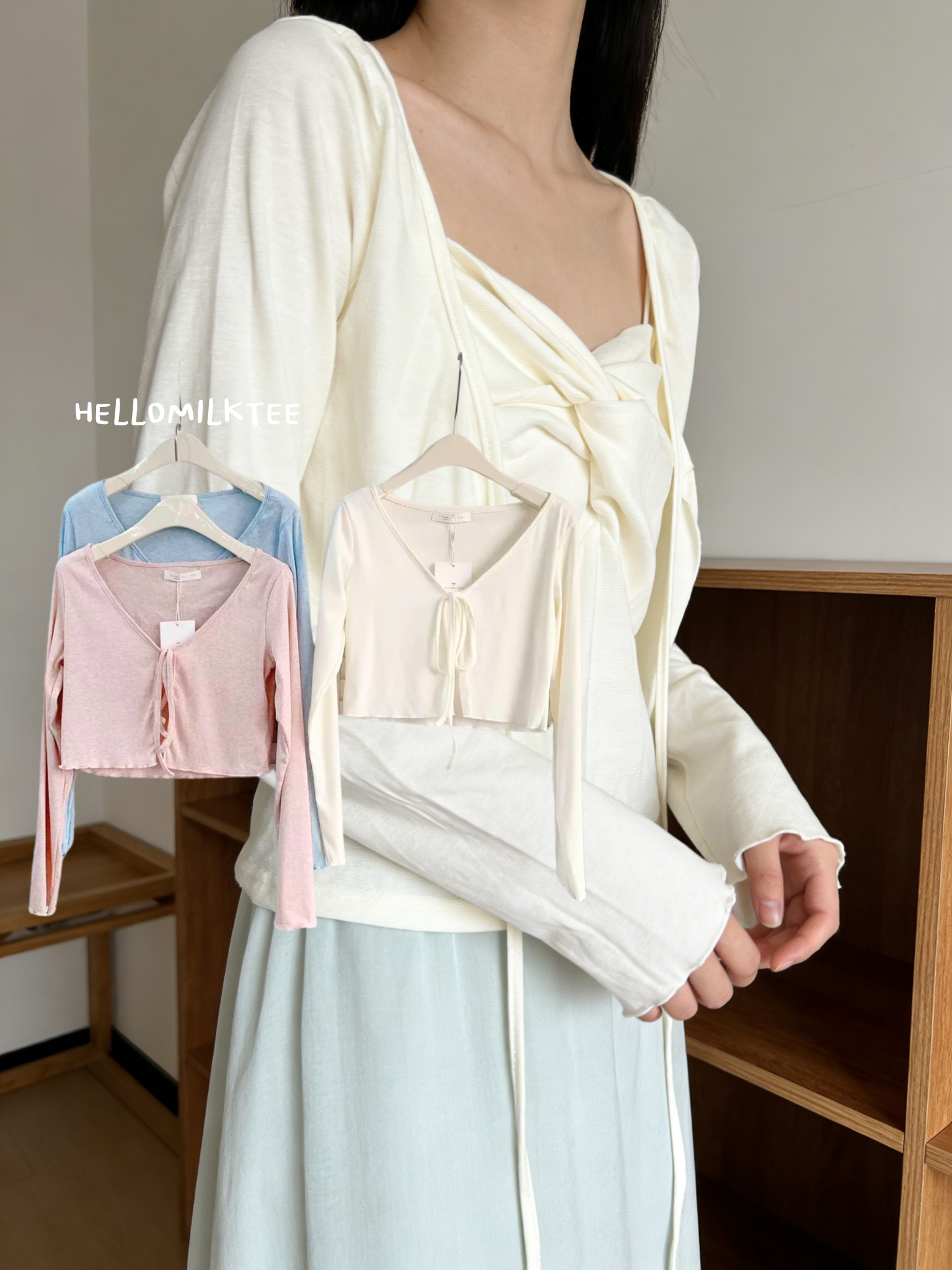 HELLO MILK TEE- 86067 褶皺半裙