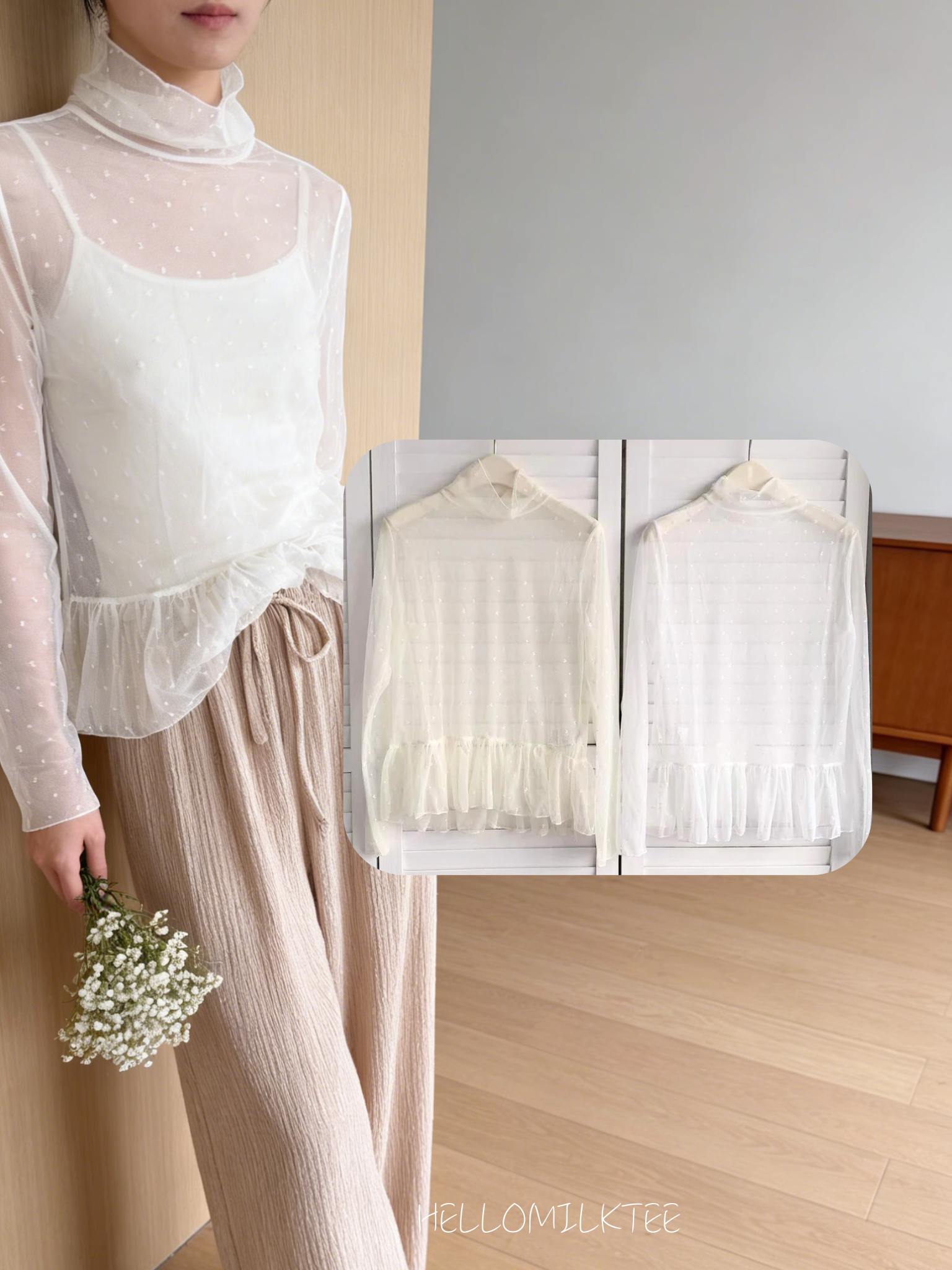 HELLO MILK TEE- 86162 簡約長褲