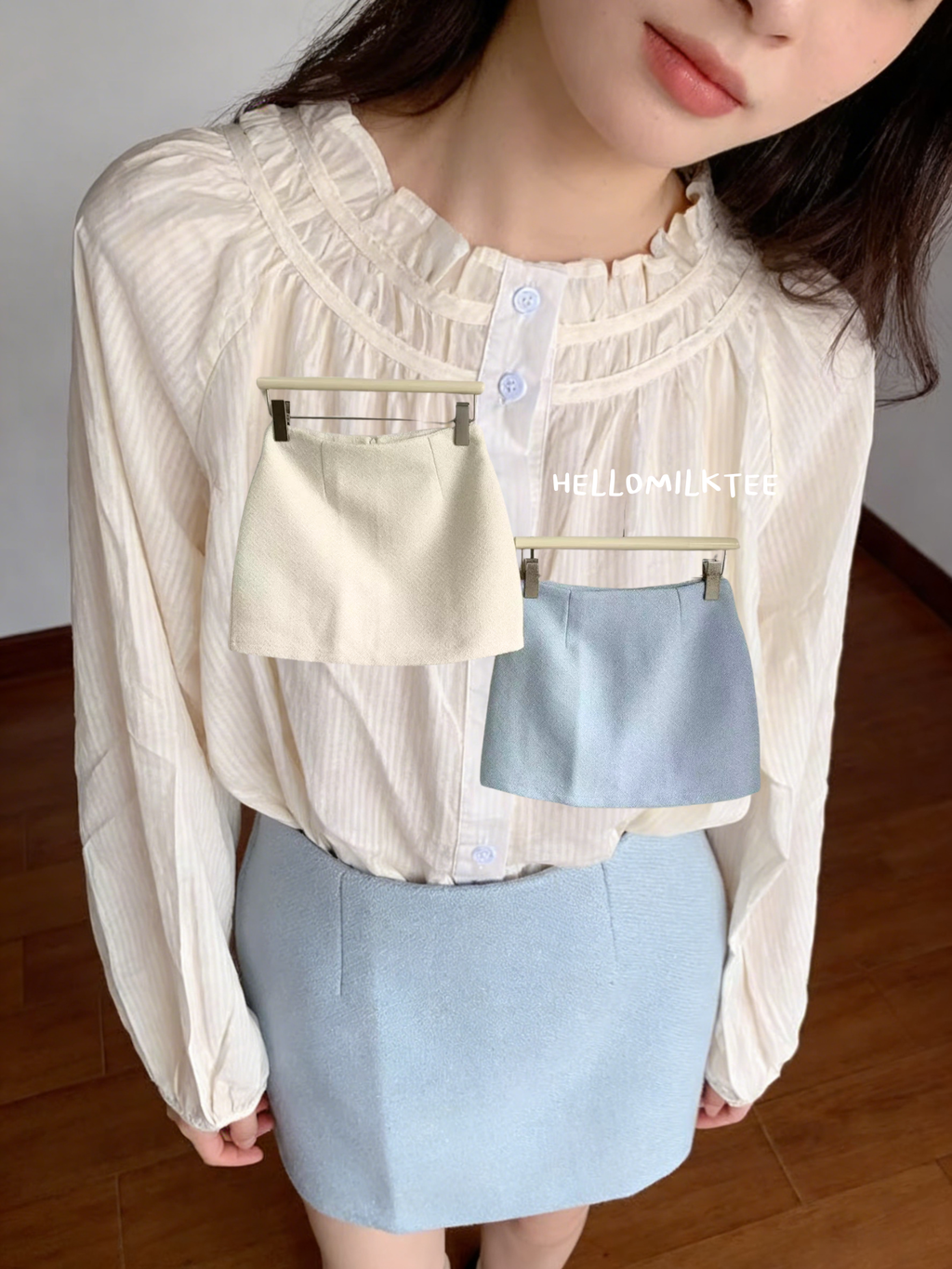 HELLO MILK TEE- 85660 小香風短裙