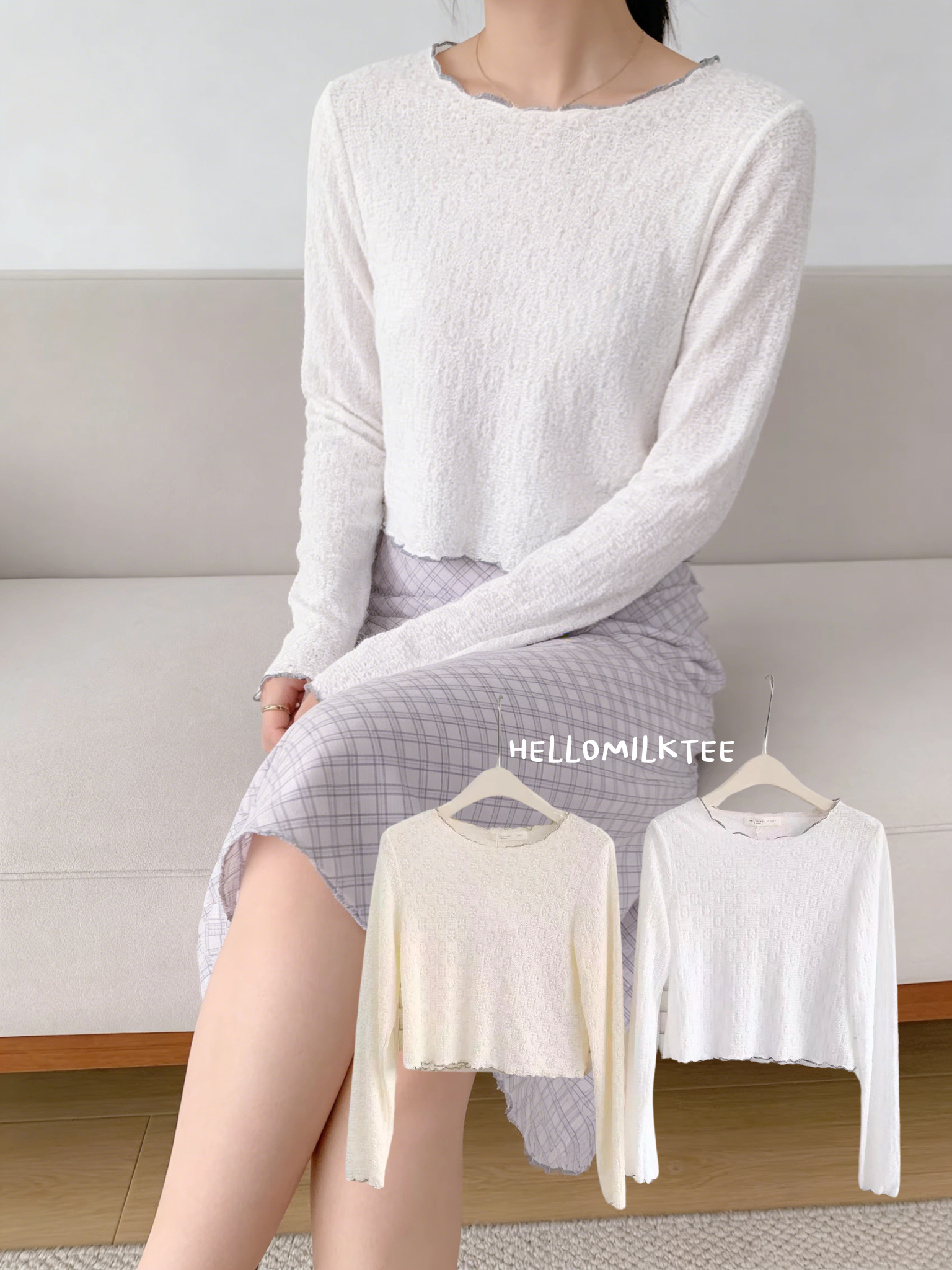 HELLO MILK TEE- 86038 格子半裙