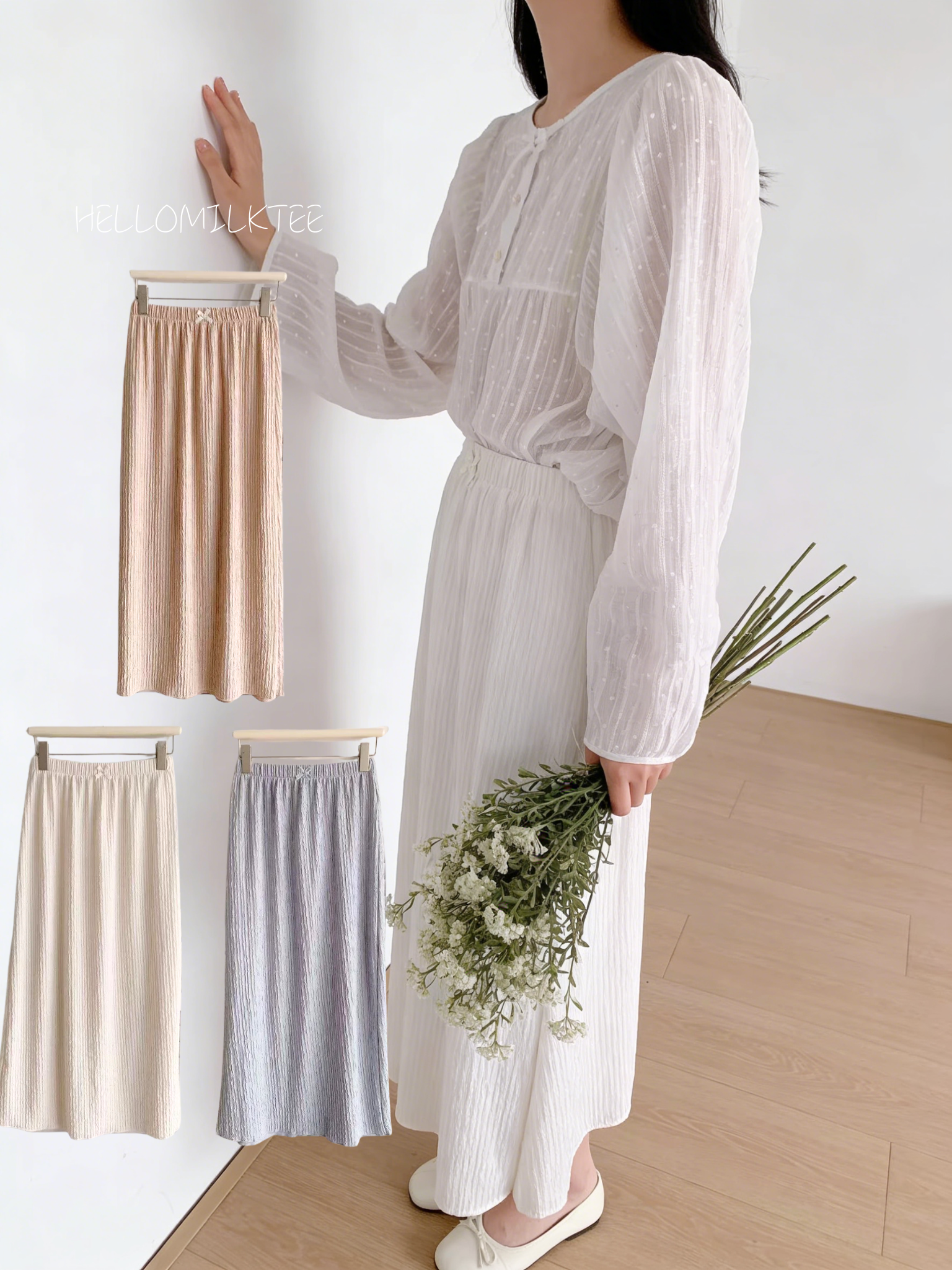 HELLO MILK TEE- 86208 純色半裙