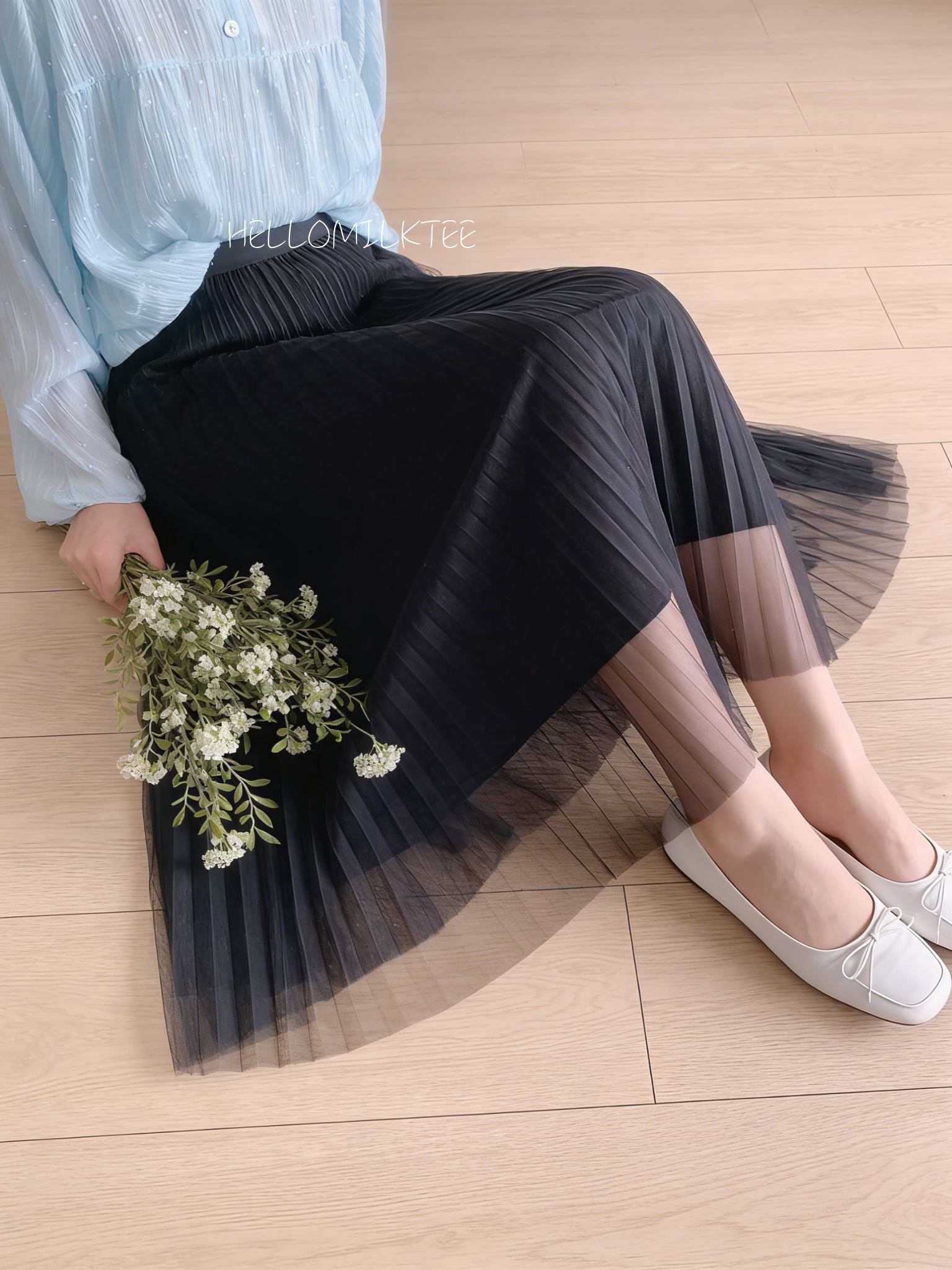 HELLO MILK TEE- 86092 綁帶小衫