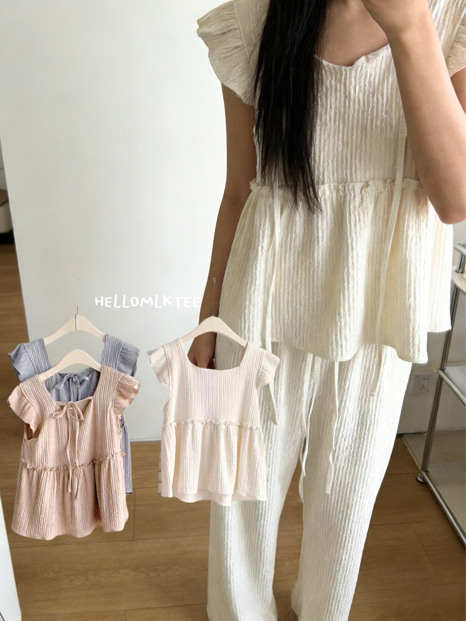 HELLO MILK TEE- 86161 飛袖上衣