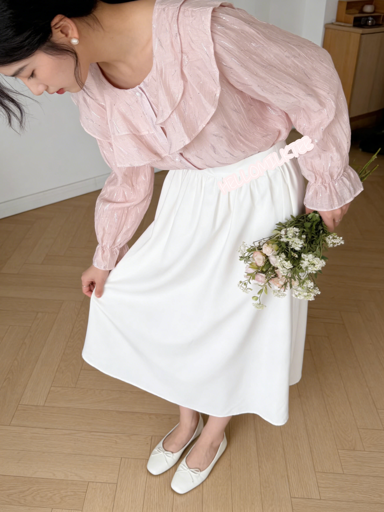 HELLO MILK TEE- 86100 淨色半裙