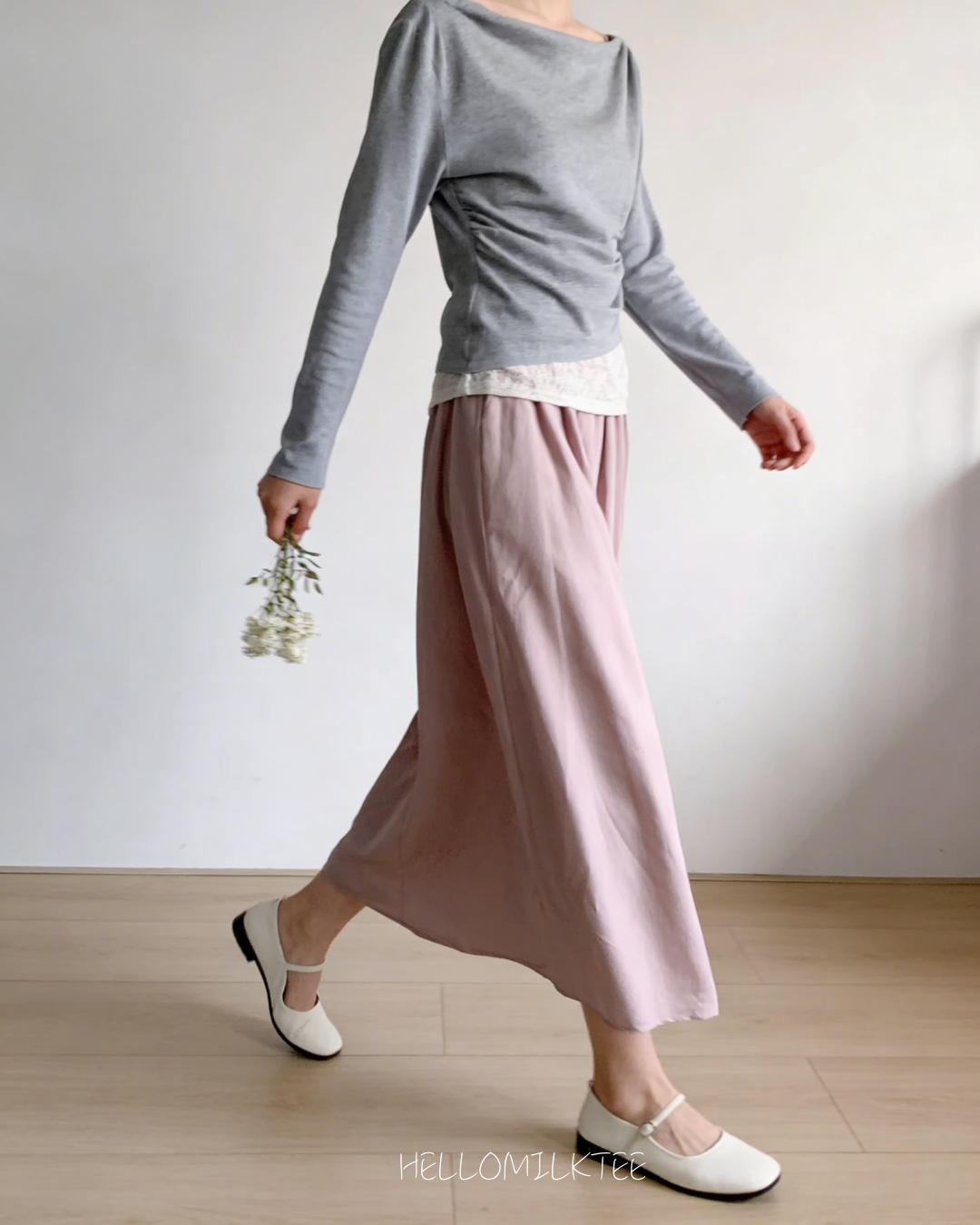 HELLO MILK TEE- 86176 蕩領上衣