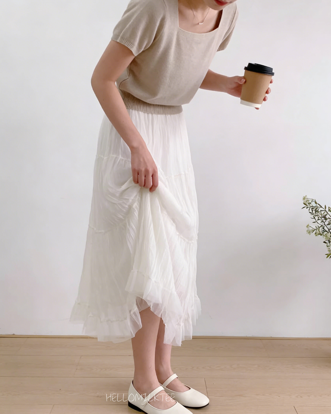 HELLO MILK TEE- 86188 方領短袖