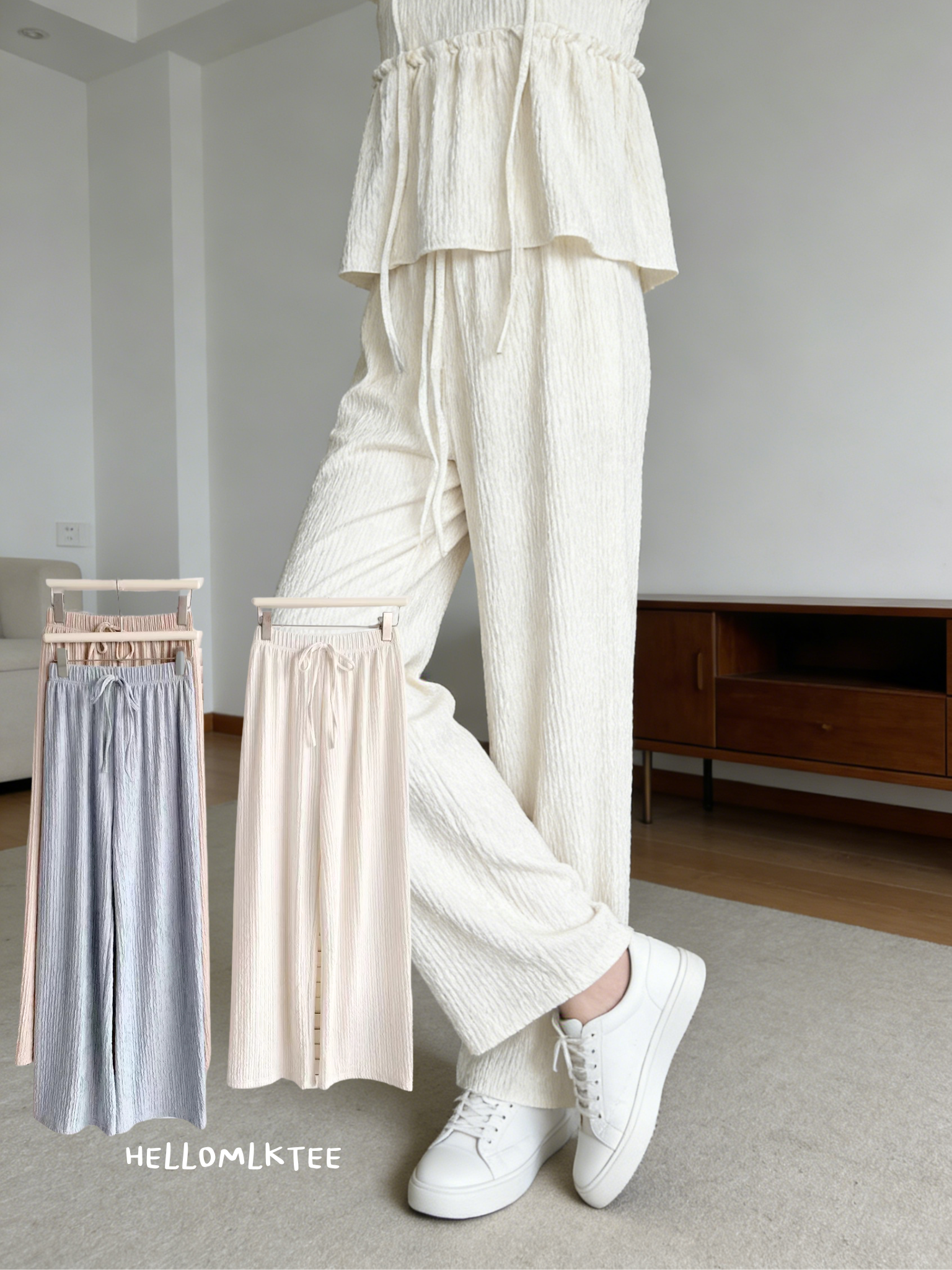 HELLO MILK TEE- 86162 簡約長褲