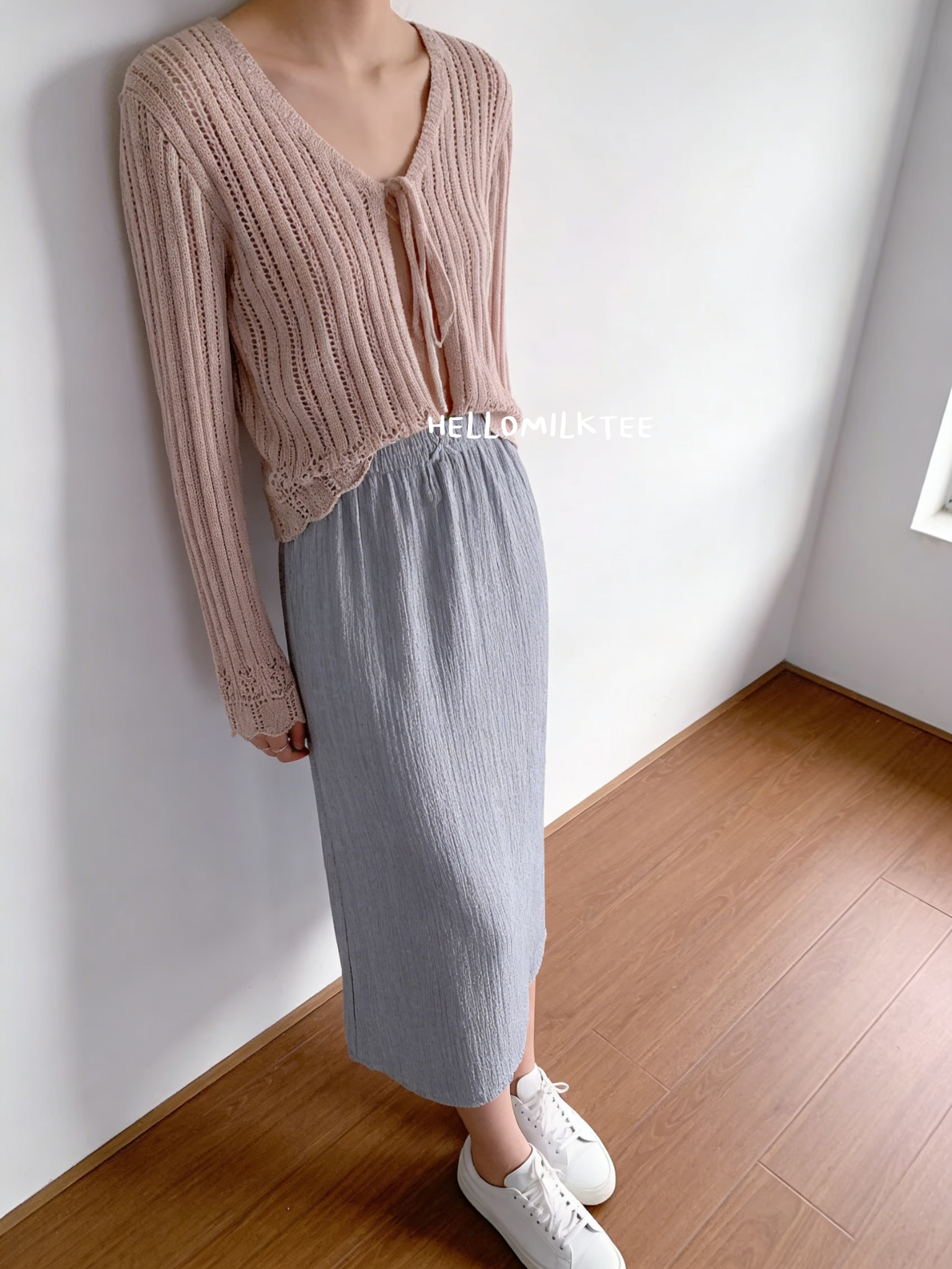 HELLO MILK TEE- 86145 綁繩上衣