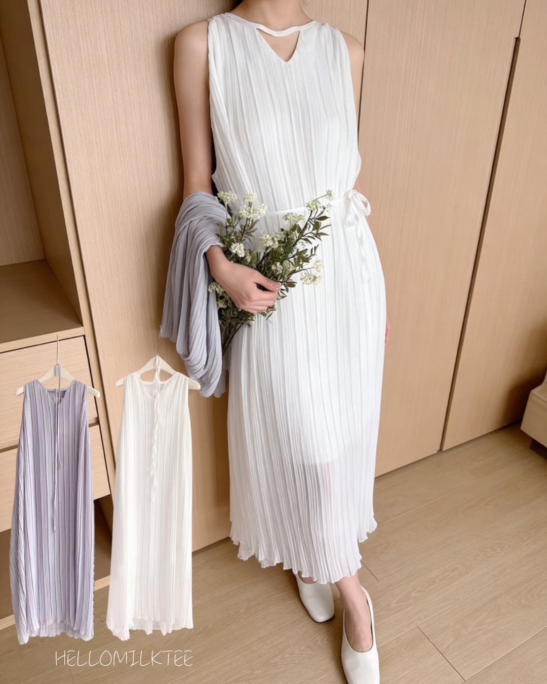 HELLO MILK TEE- 86088 無袖連裙