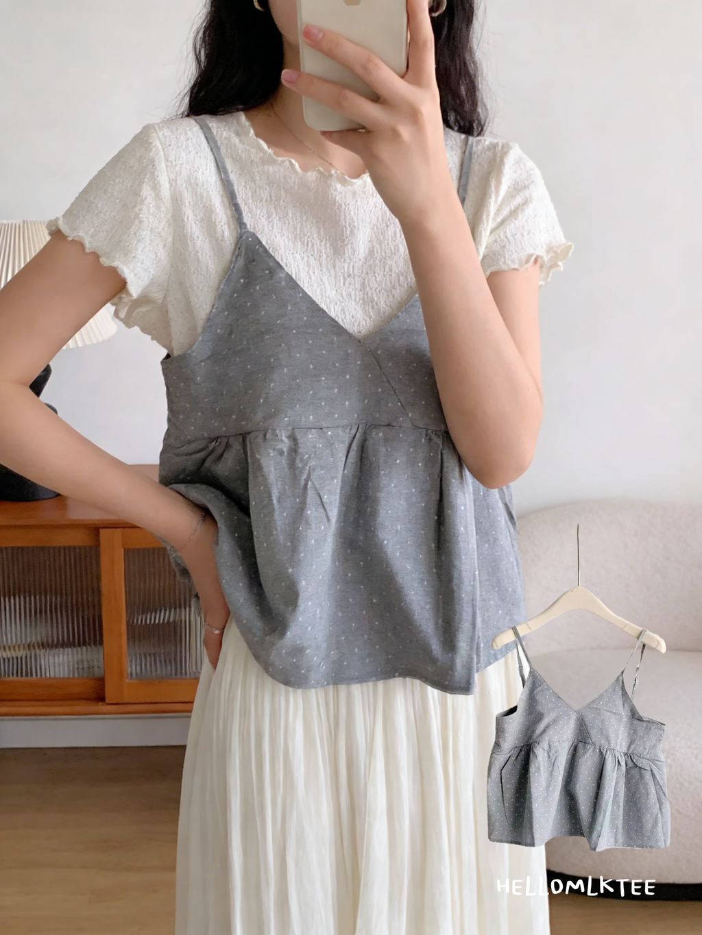 HELLO MILK TEE- 86195 吊帶上衣