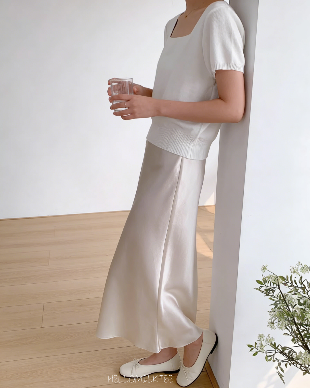 HELLO MILK TEE- 86009 拼接半裙