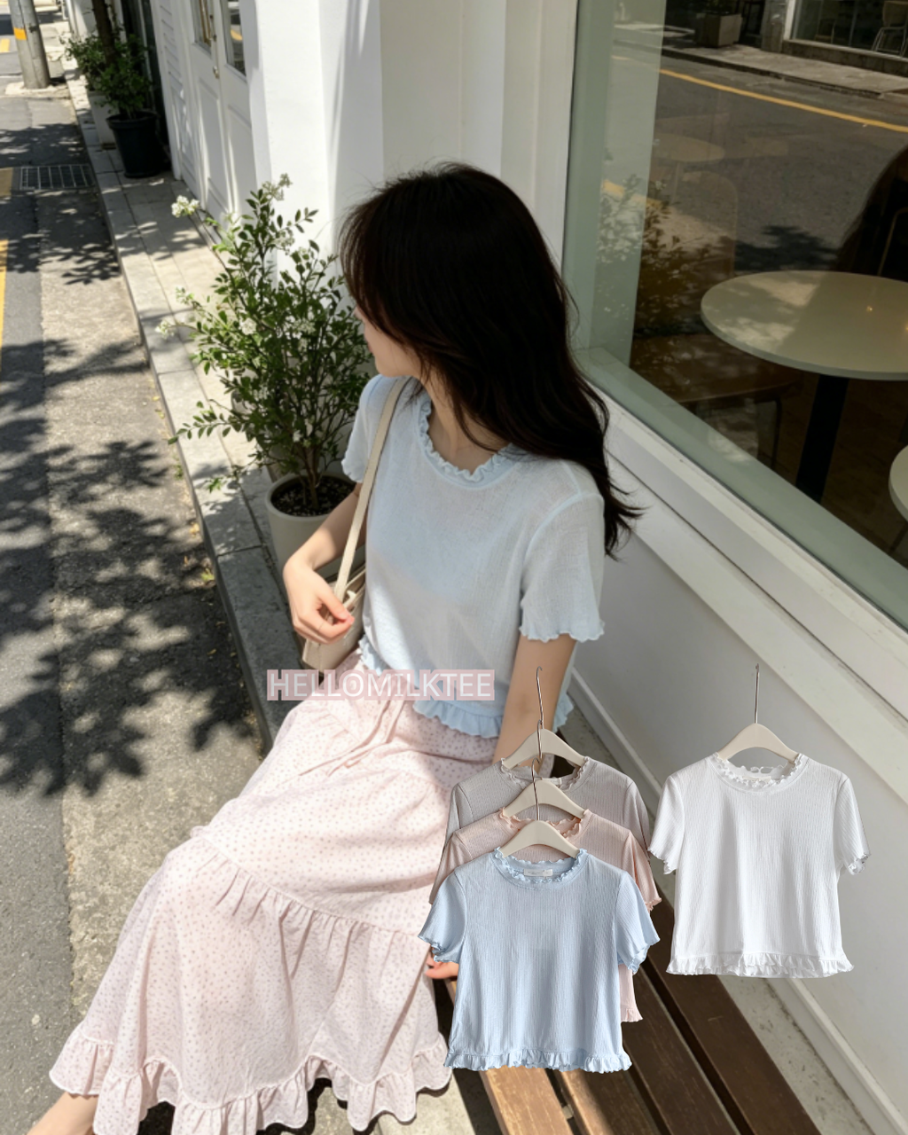 HELLO MILK TEE- 86643   簡約小衫