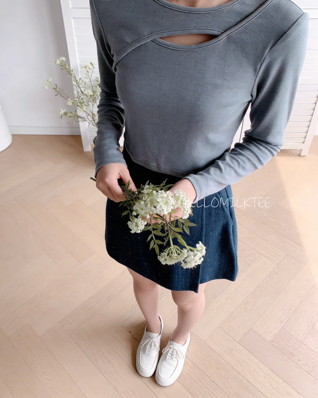 HELLO MILK TEE- 86150 西裝短裙(附腰帶)