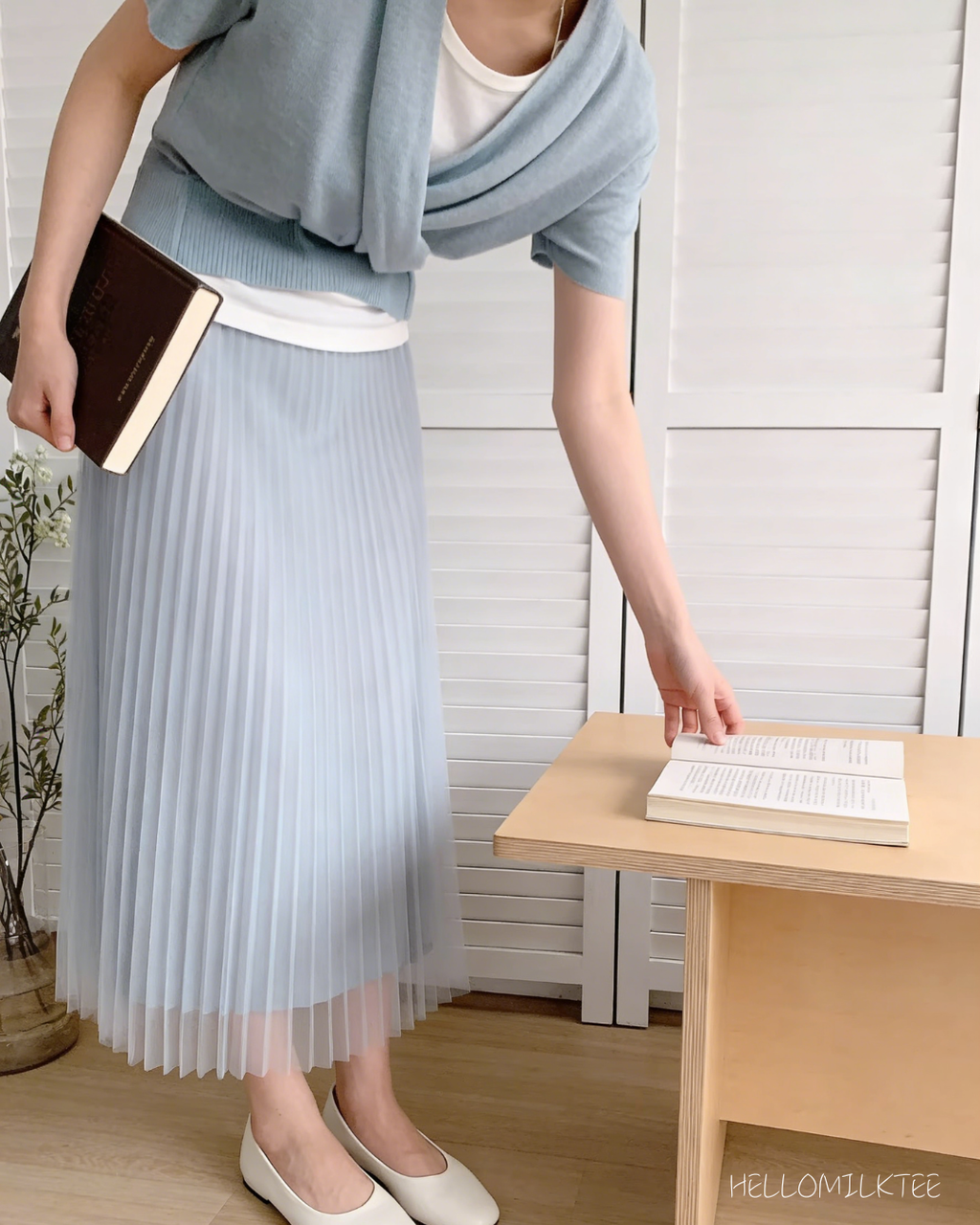 HELLO MILK TEE- 86040 百褶半裙