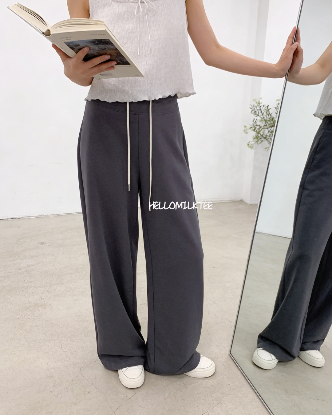 HELLO MILK TEE- 86157 抽繩長褲