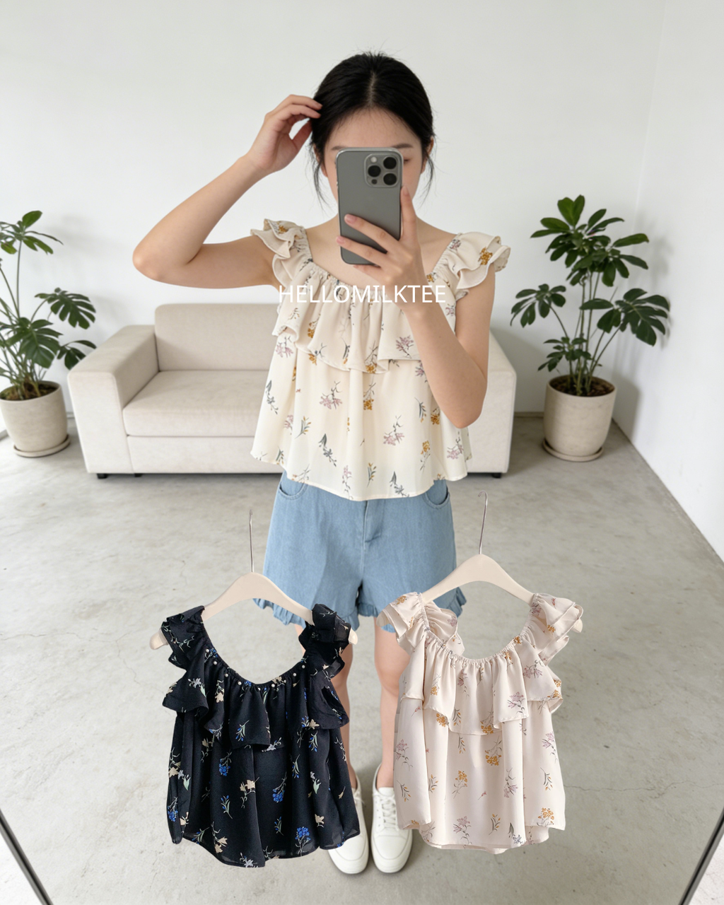HELLO MILK TEE- 86333   釘珠小衫
