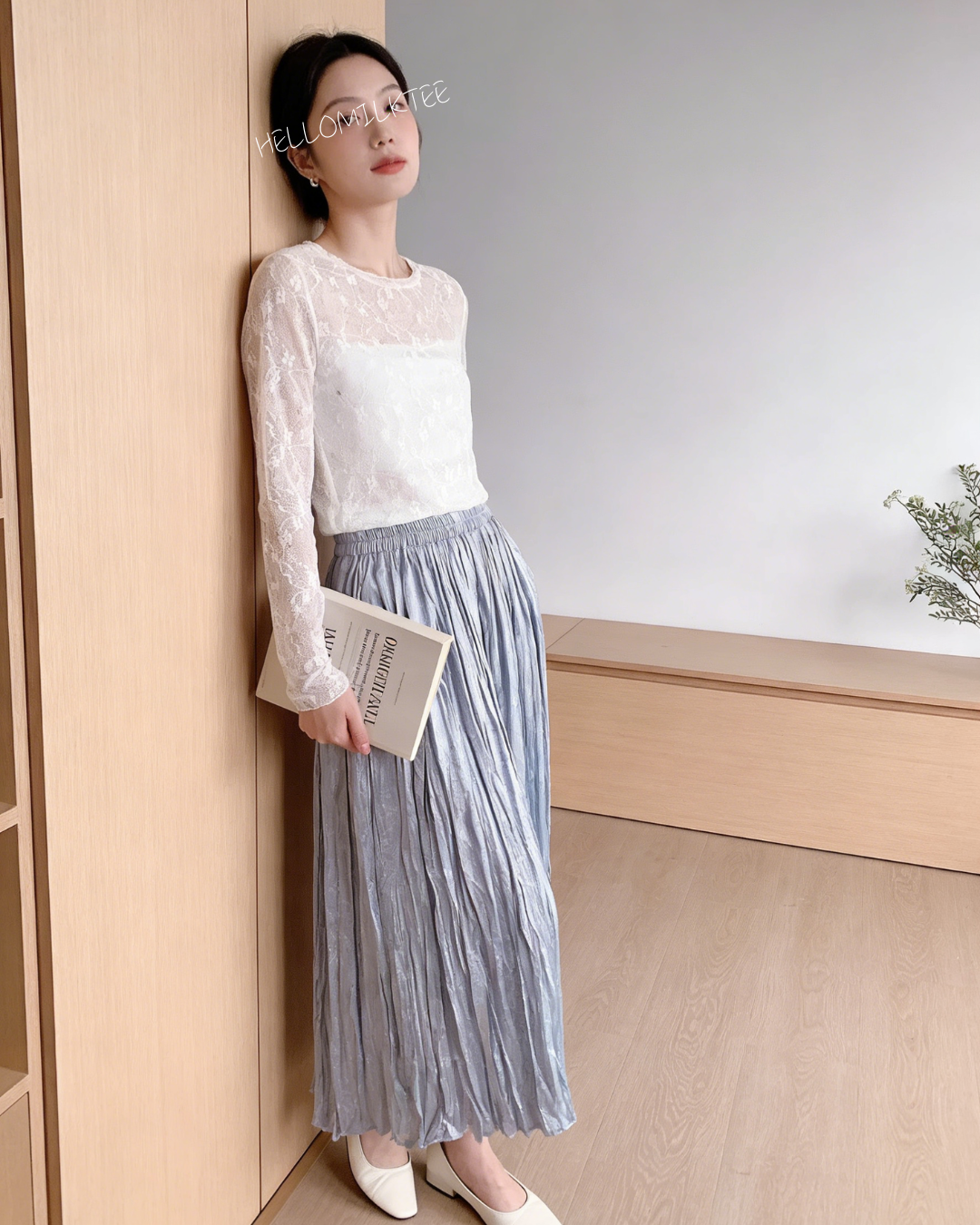 HELLO MILK TEE- 86173 蕾絲打底衫